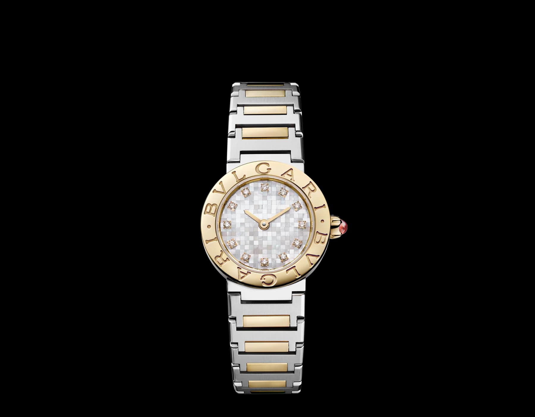 Bvlgari Bvlgari Bvlgari 23 mm – Sarı Altın ve Çelik, Pırlantalı, Beyaz Sedef Kadran