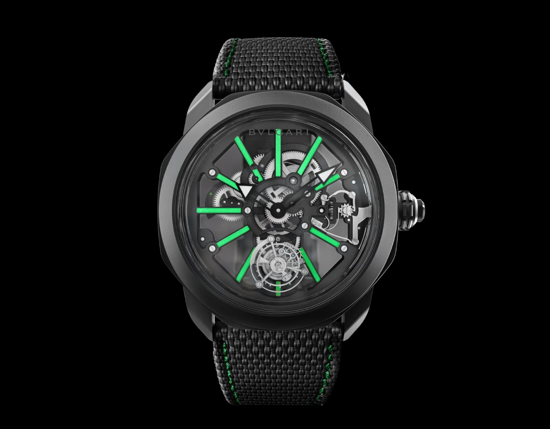 Bvlgari Octo Roma Tourbillon Sapphire 44 mm – Titanyum, Siyah Kadran
