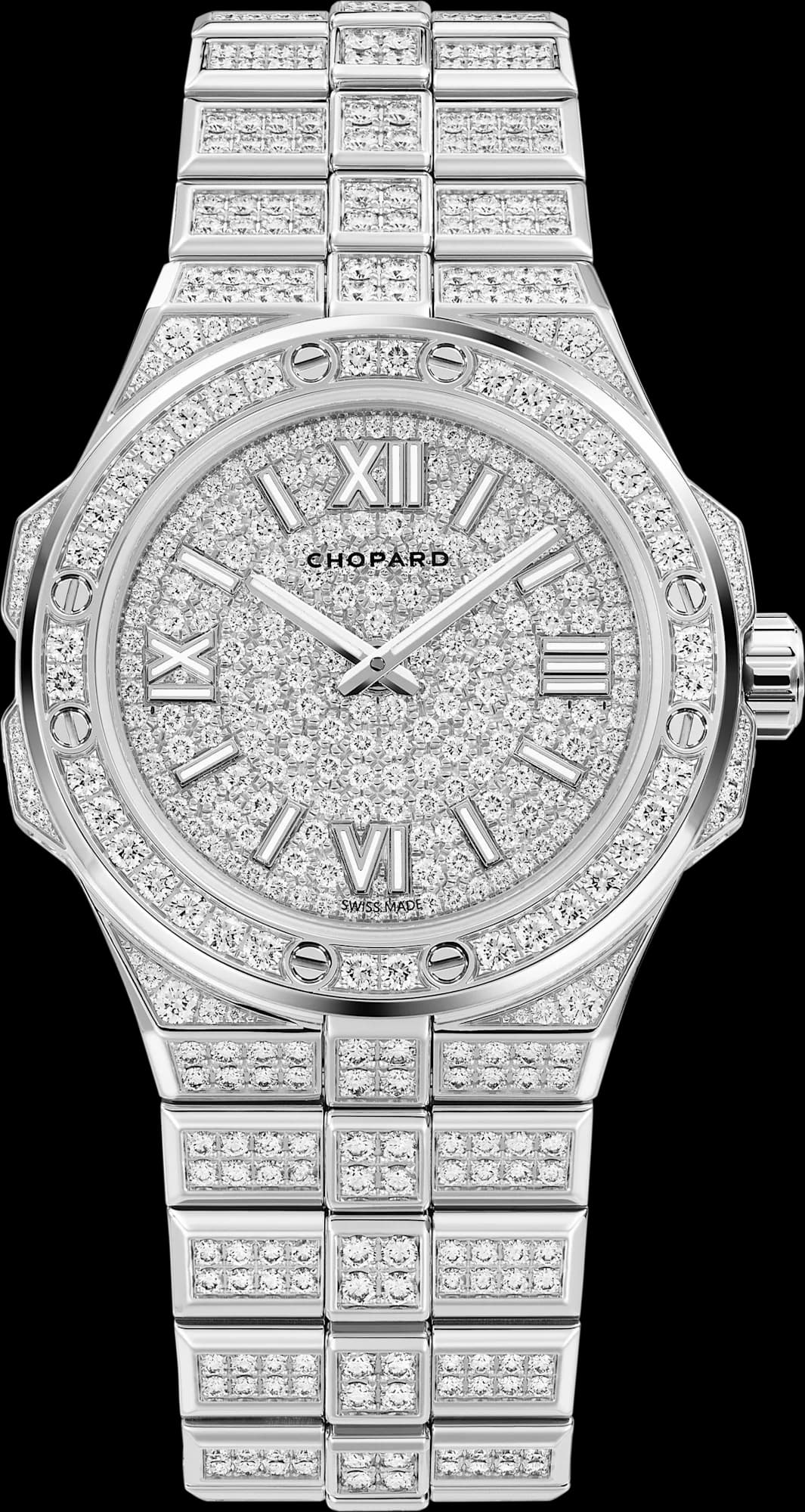 Chopard Alpine Eagle 36 – Beyaz Altın, Pırlanta Paveli Kadran