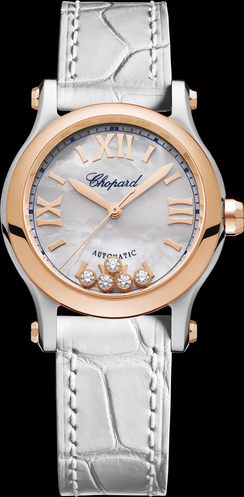 Chopard Happy Sport 30 mm – Çelik ve Pembe Altın, Sedef Kadran