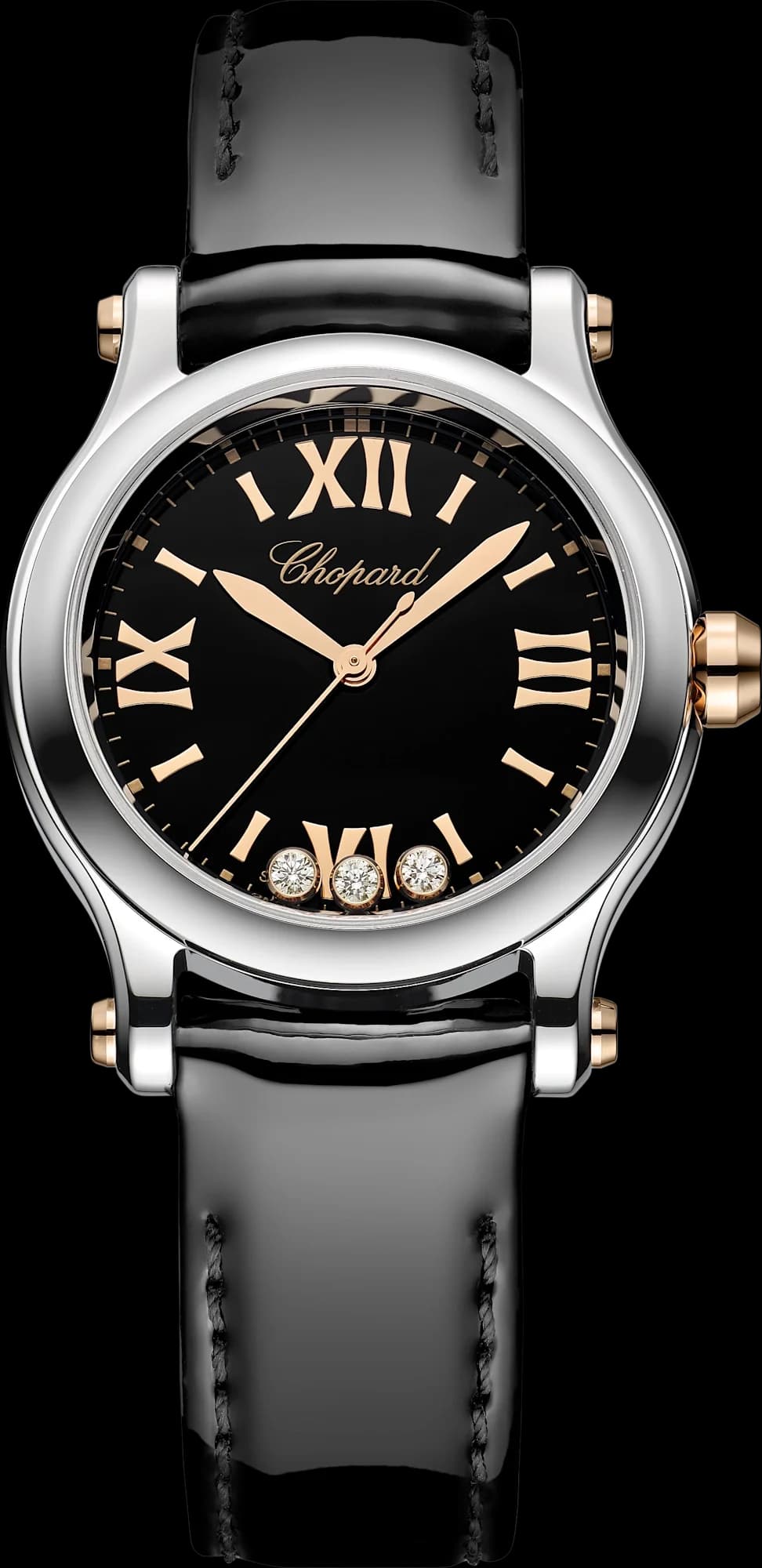 Chopard Happy Sport 30 mm – Çelik ve Pembe Altın, Siyah Kadran