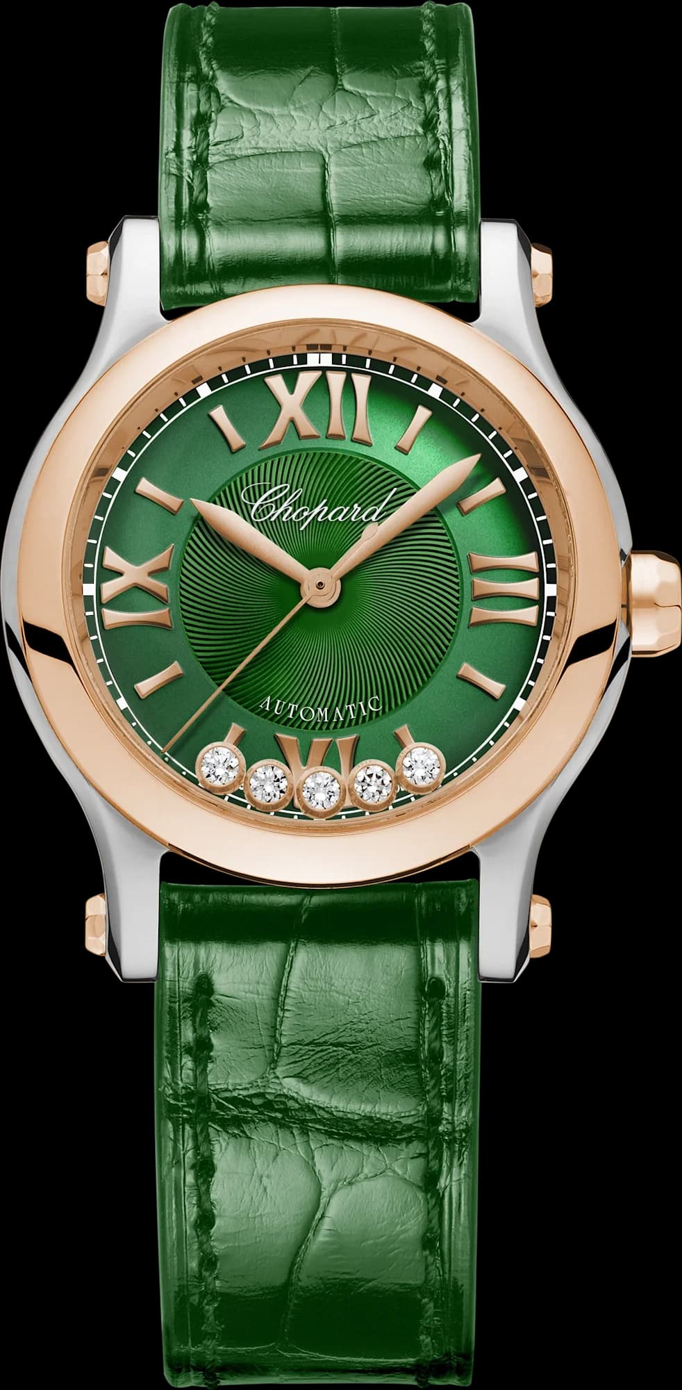 Chopard Happy Sport 30 mm – Çelik ve Pembe Altın, Yeşil Kadran