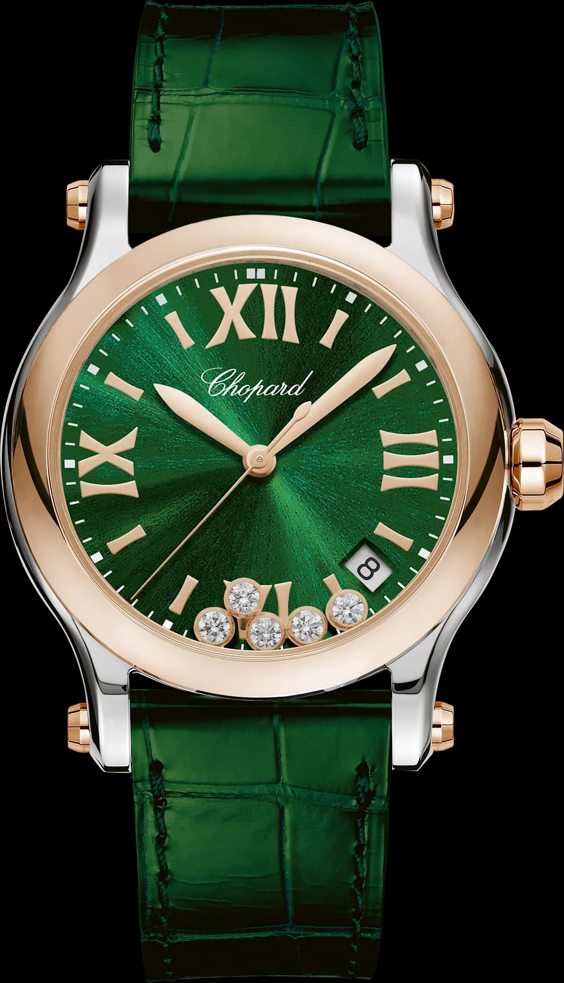 Chopard Happy Sport 36 mm – Çelik ve Pembe Altın, Yeşil Kadran