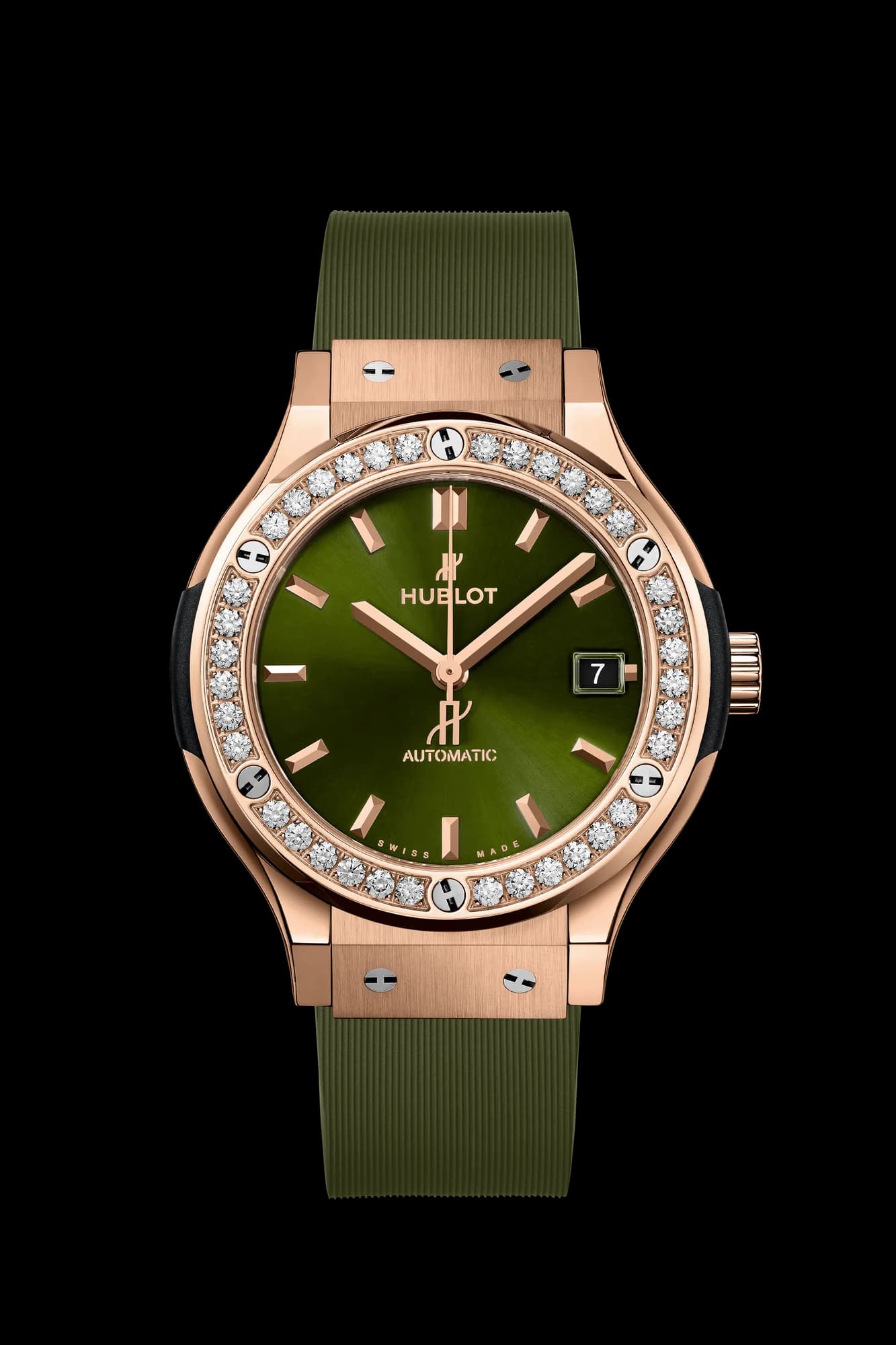 Hublot Classic Fusion King Gold Green Diamonds 38 mm