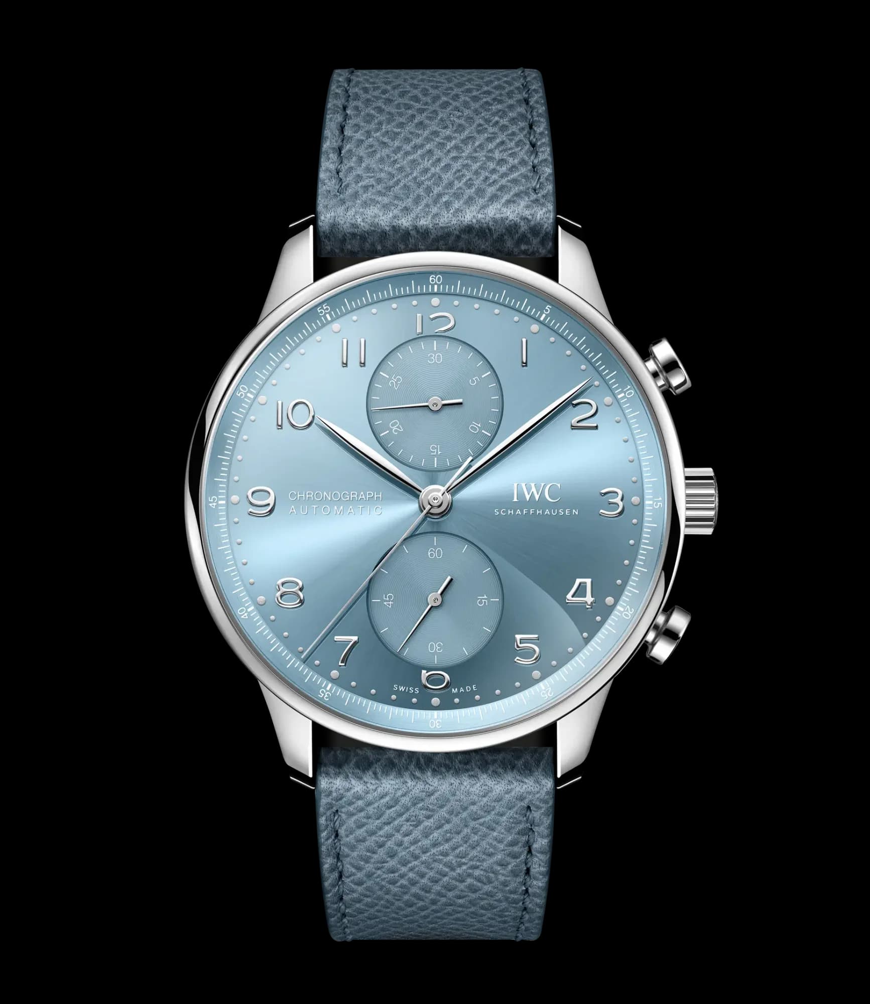 IWC Schaffhausen Portugieser Chronograph – Beyaz Altın, Ufuk Mavisi Kadran