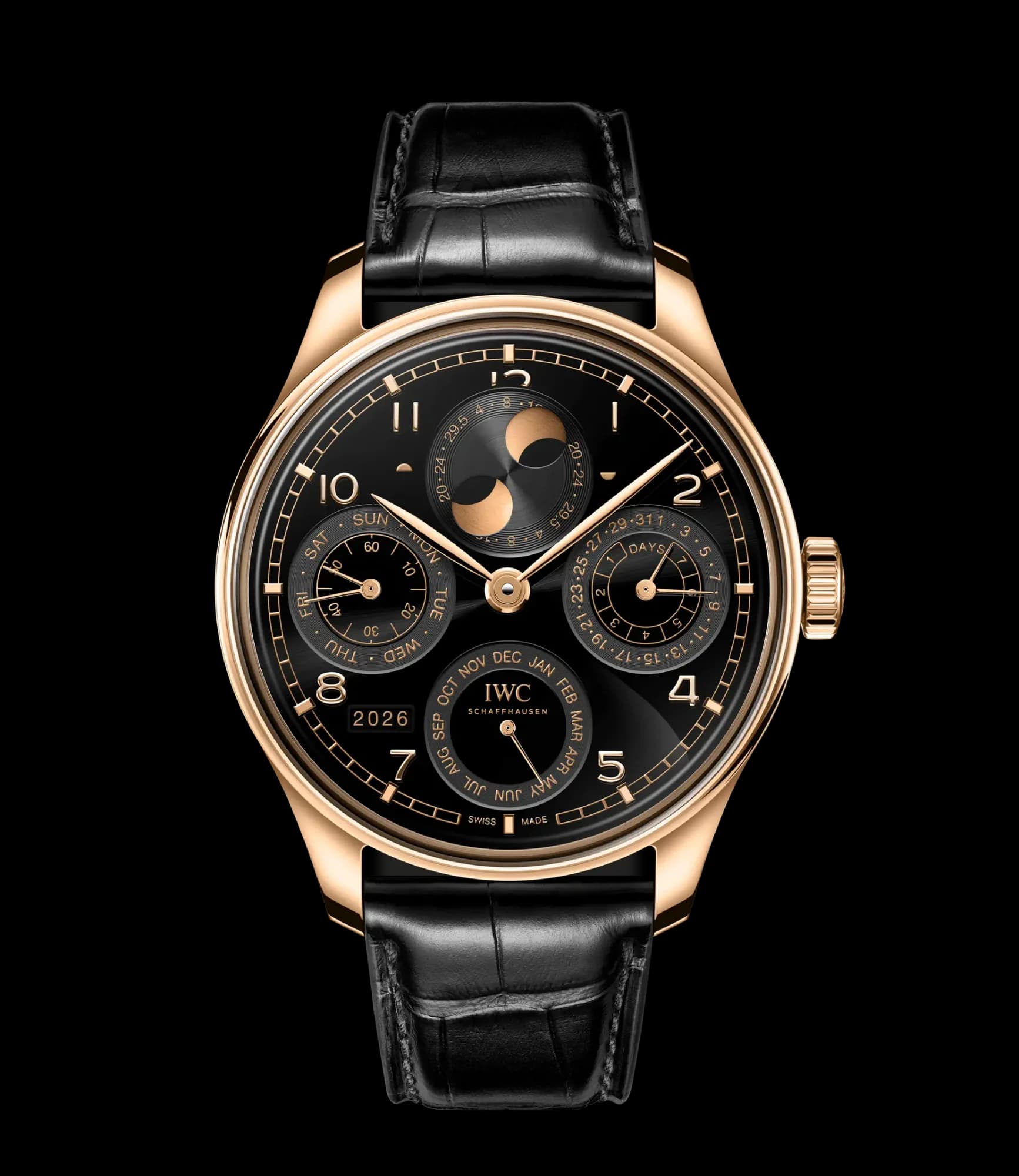 IWC Schaffhausen Portugieser Perpetual Calendar 44 – Armor Gold, Siyah Kadran