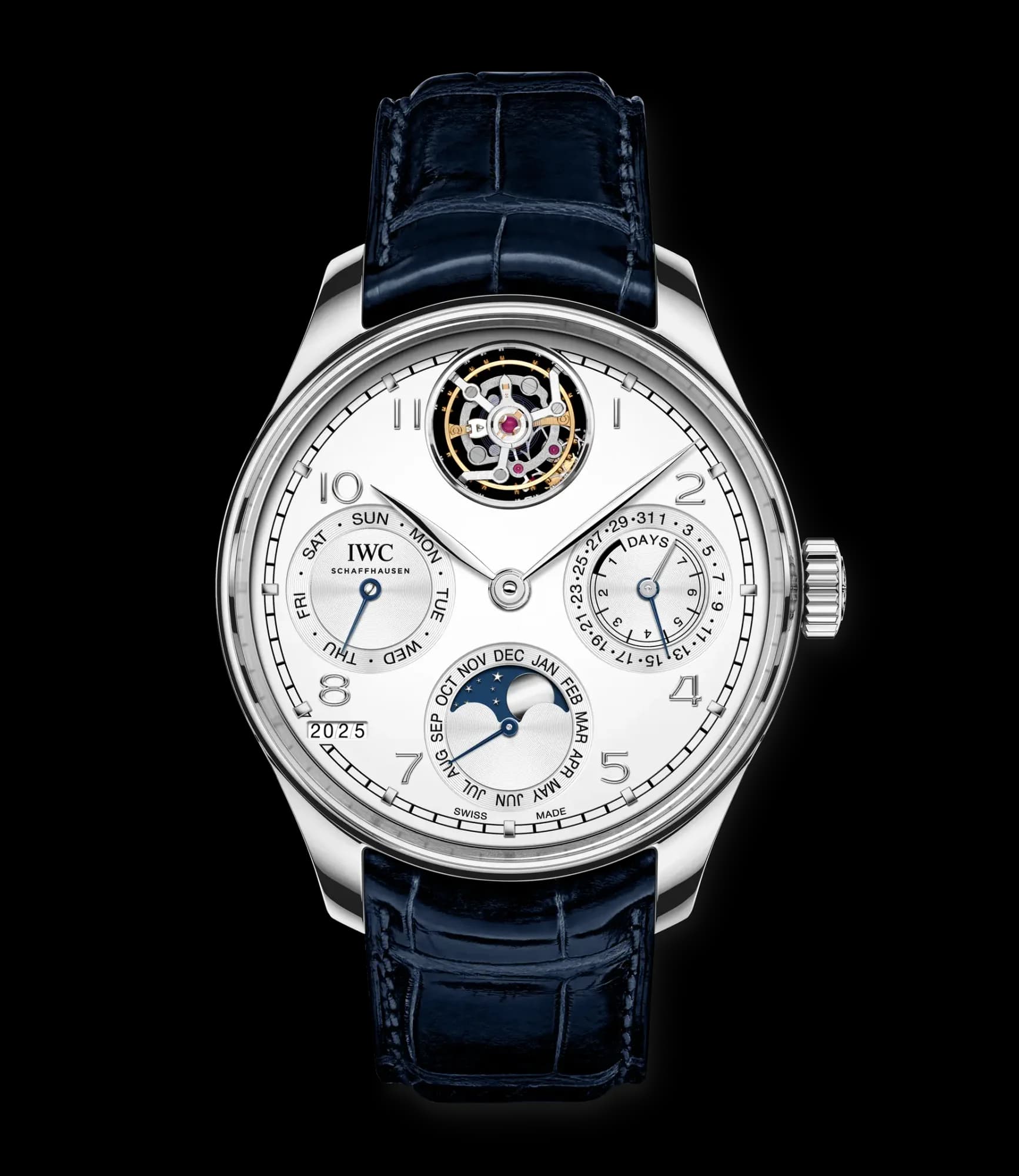 IWC Schaffhausen Portugieser Perpetual Calendar Tourbillon – Platin, Gümüş Kadran