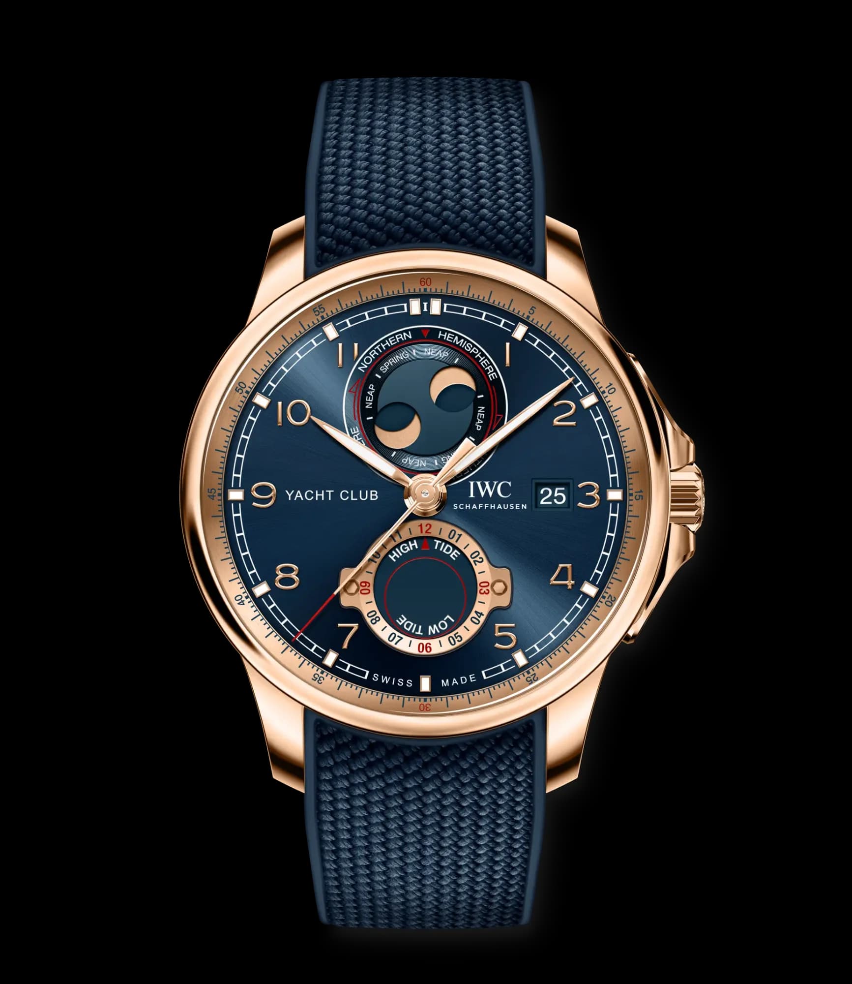 IWC Schaffhausen Portugieser Yacht Club Moon & Tide – 5N Altın, Mavi Kadran