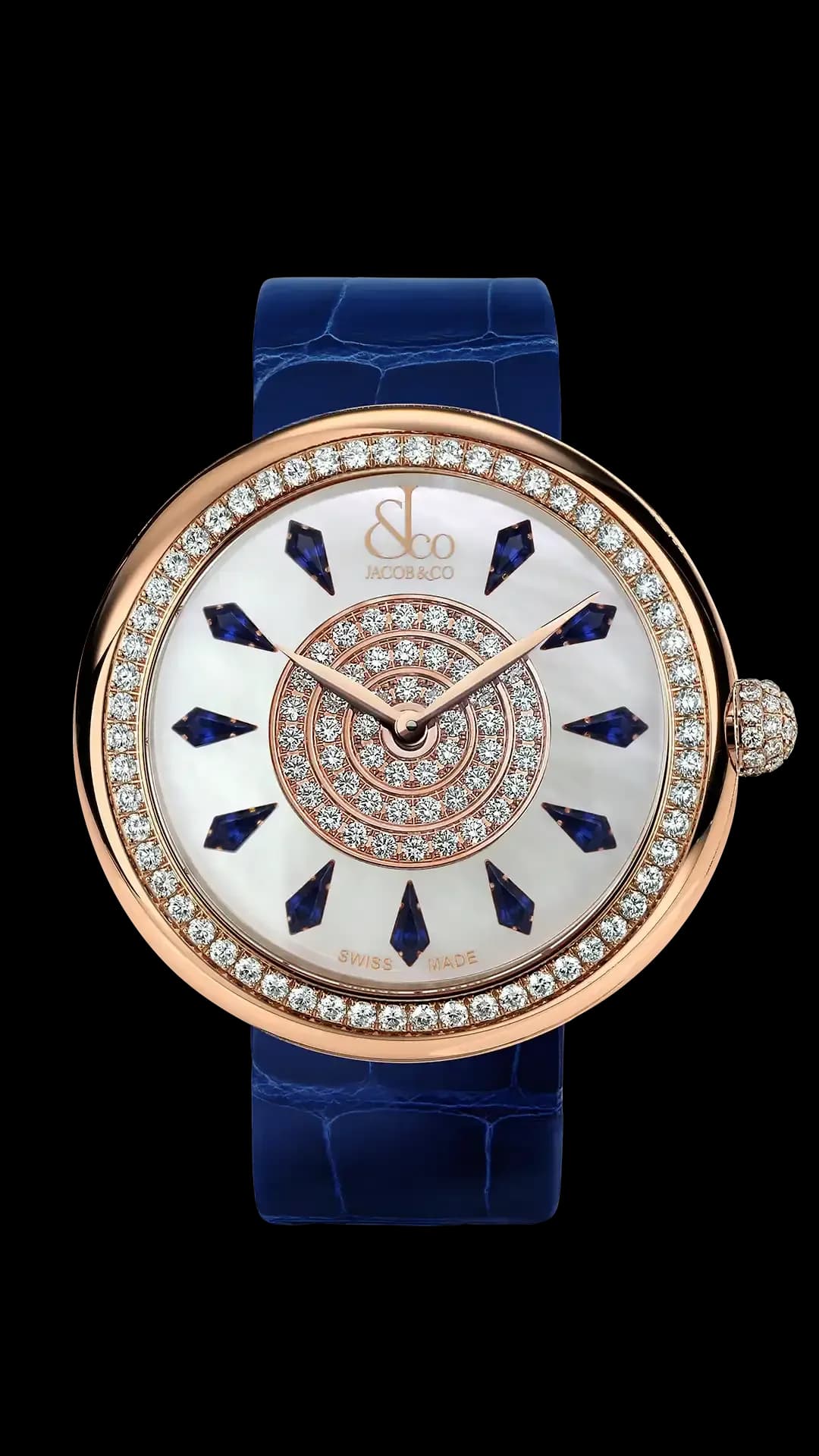 Jacob & Co. Brilliant – Blue Sapphires in Rose Gold (38 mm)