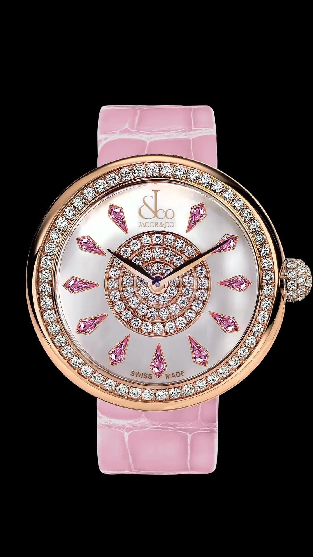 Jacob & Co. Brilliant – Pink Sapphires in Rose Gold (38 mm)