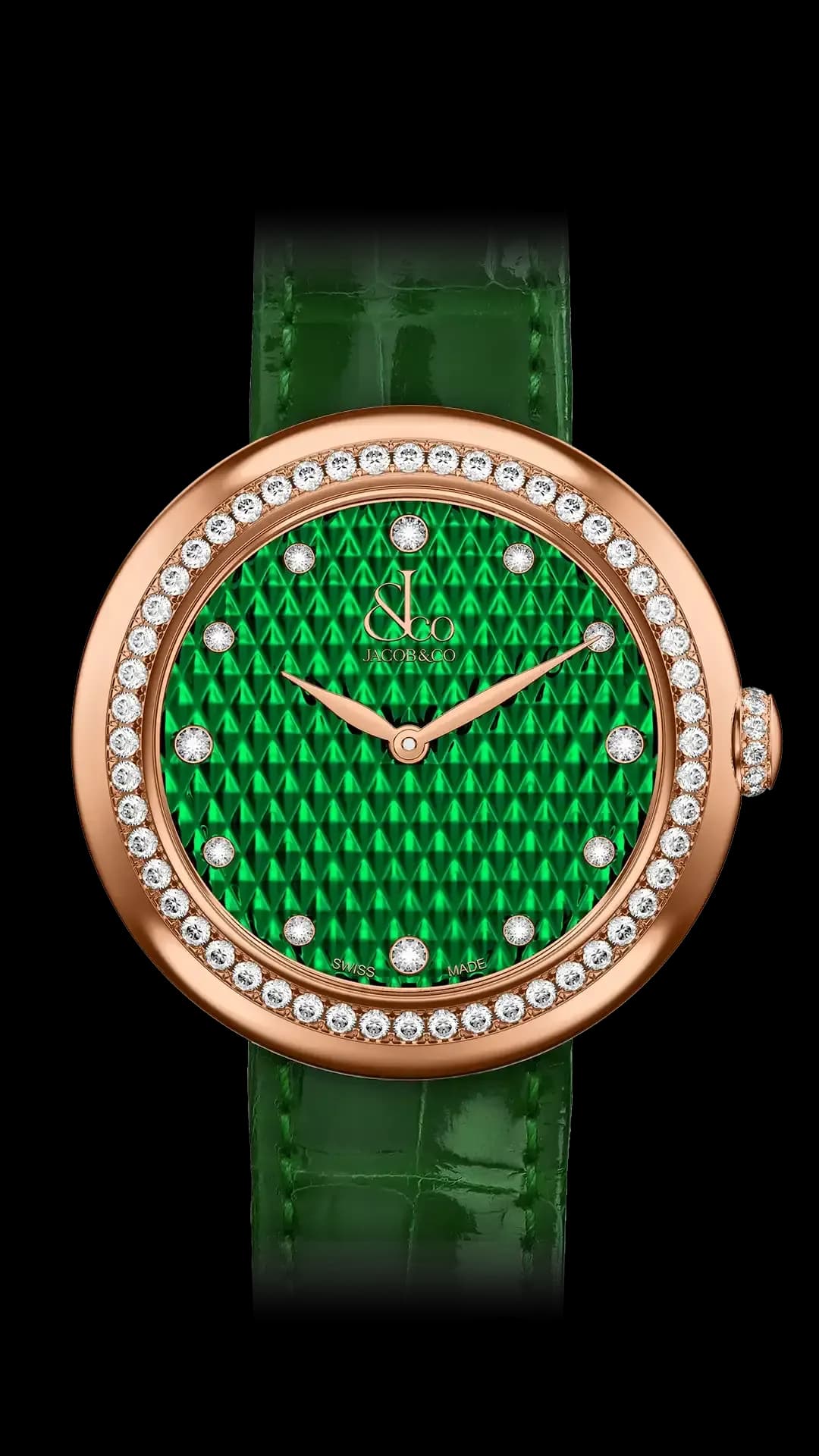 Jacob & Co. Brilliant – Rose Gold with Green Pyramid Dial