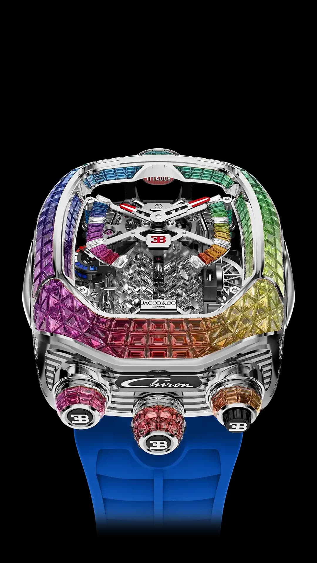 Jacob & Co. Bugatti Chiron Tourbillon Baguette – Rainbow