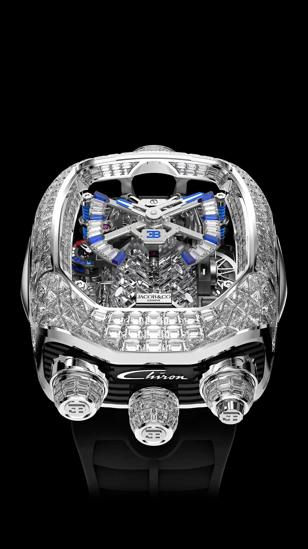 Jacob & Co. Bugatti Chiron Tourbillon Baguette – White Gold