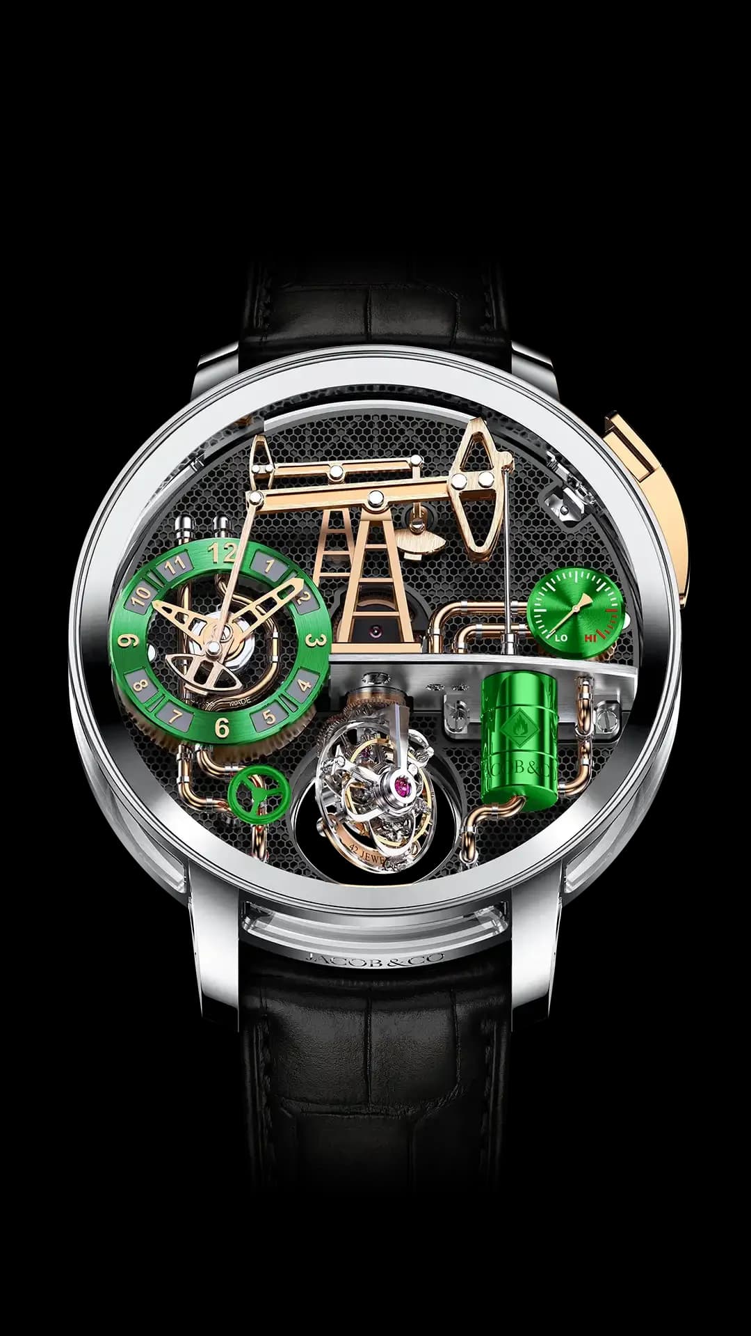 Jacob & Co. Oil Pump 49.5 mm – White Gold (Green)