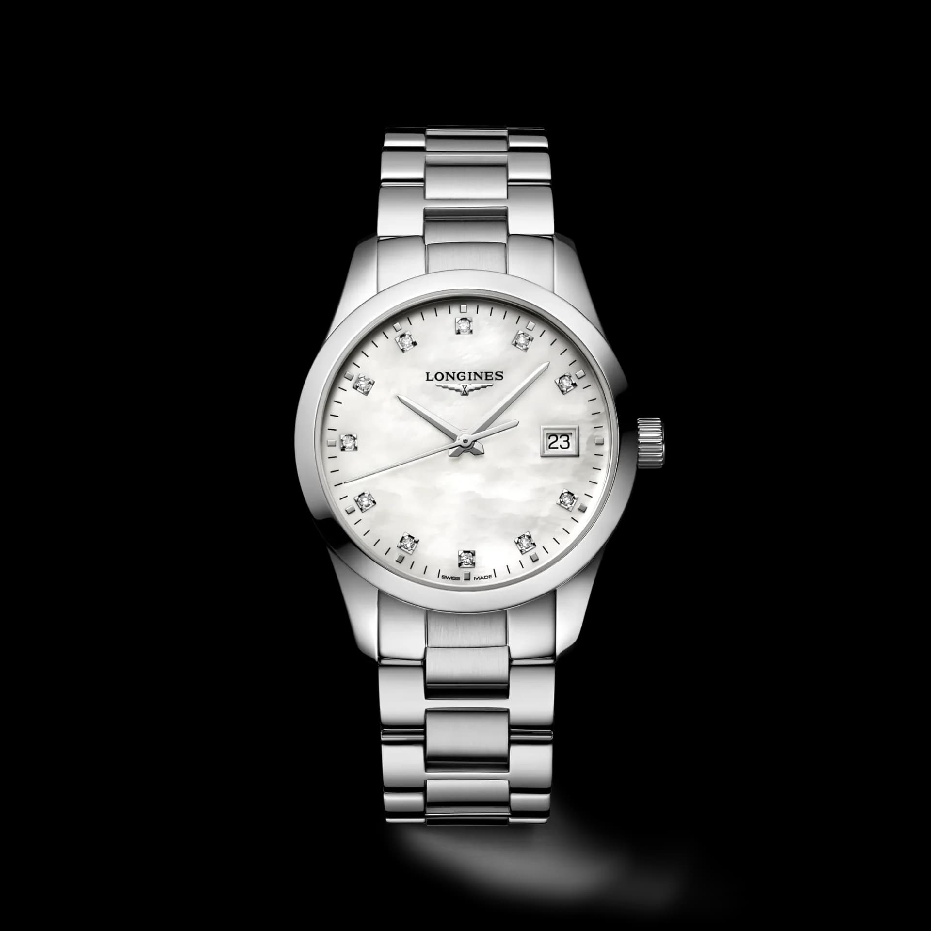 Longines Conquest Classic 34 mm – Beyaz Sedef Kadran, Çelik Kasa