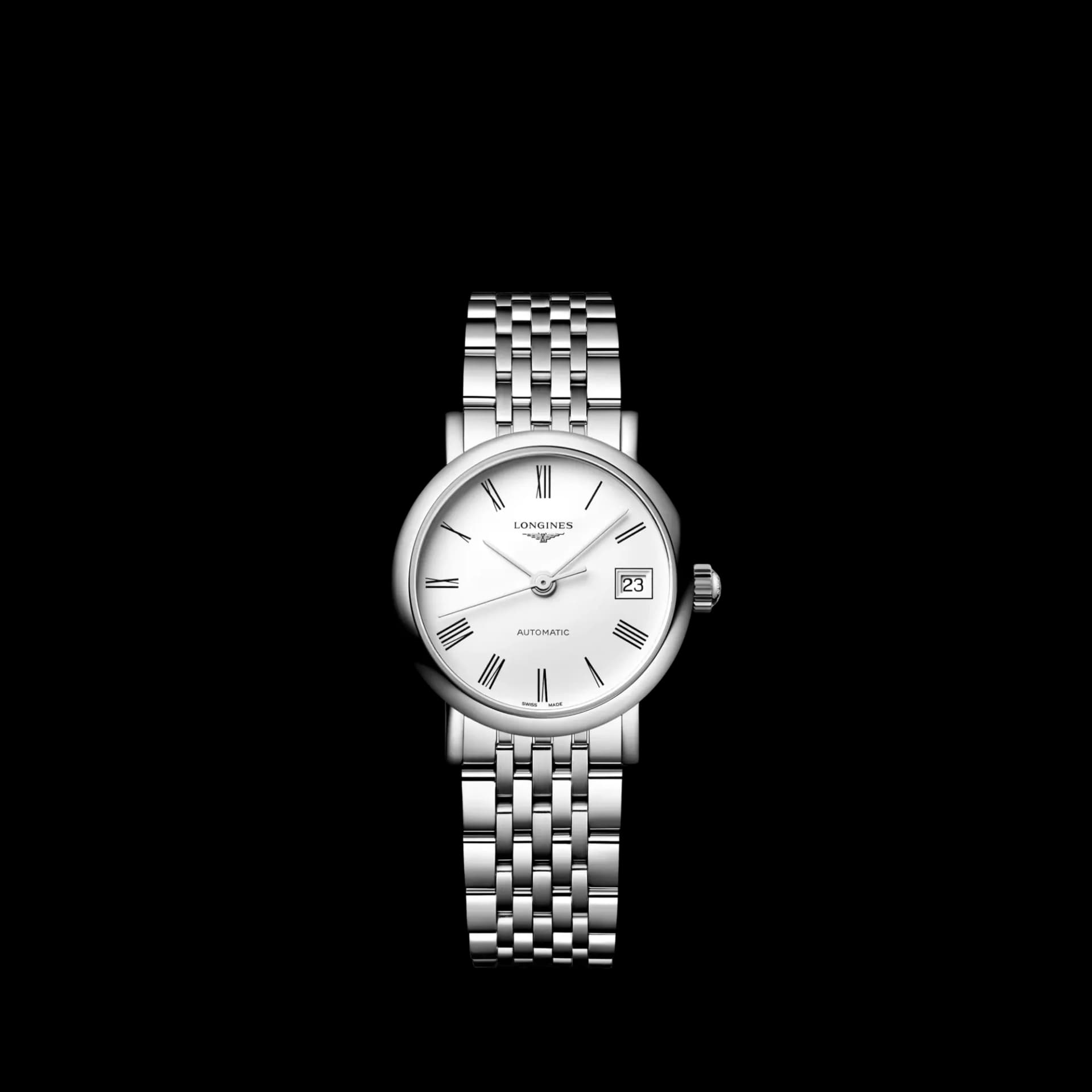 Longines Elegant Collection 25.5 mm – Beyaz Mat Kadran, Çelik Kasa, Boyalı Roma Rakamları