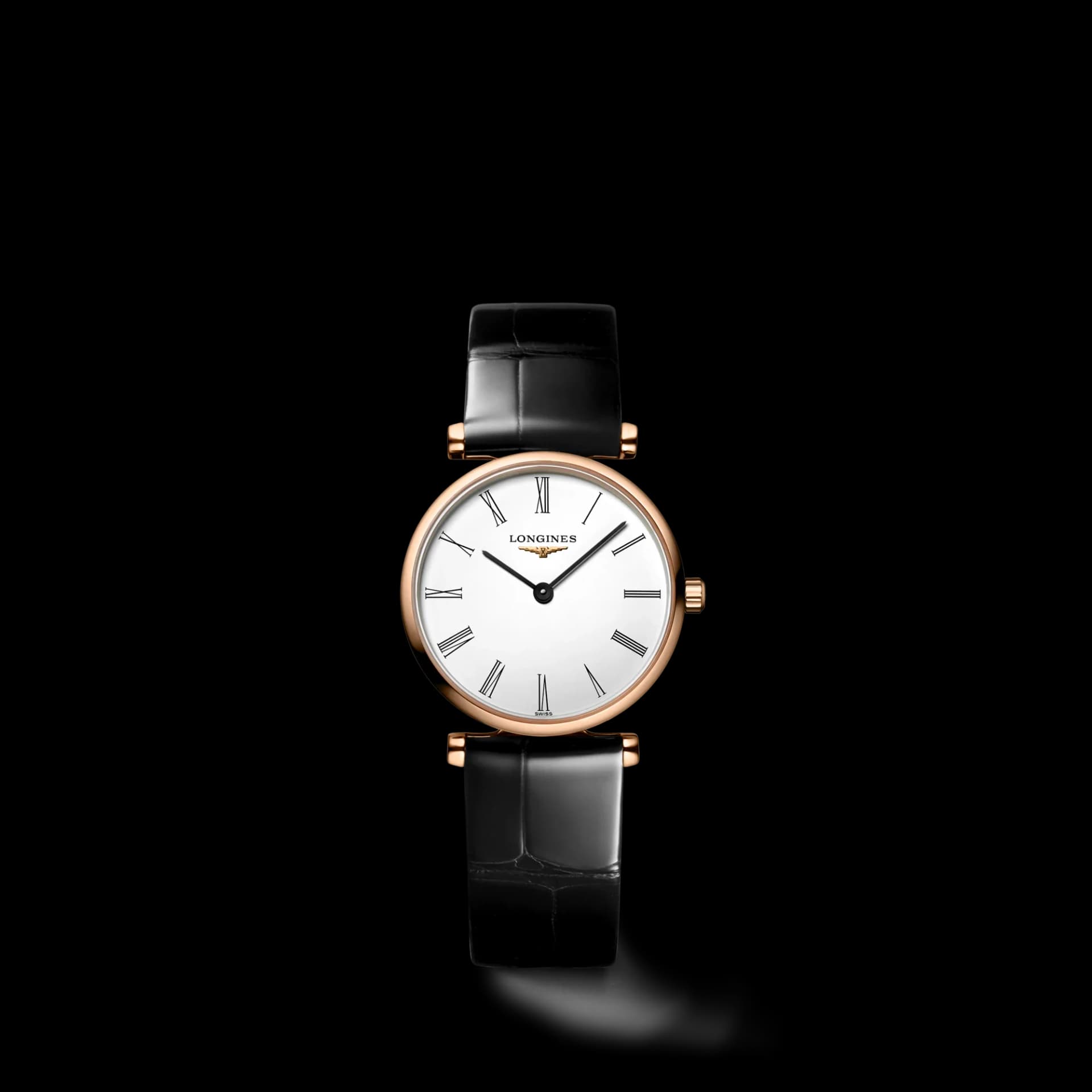 Longines La Grande Classique 24 mm – Beyaz Kadran, Kırmızı PVD, Timsah Derisi Kayış