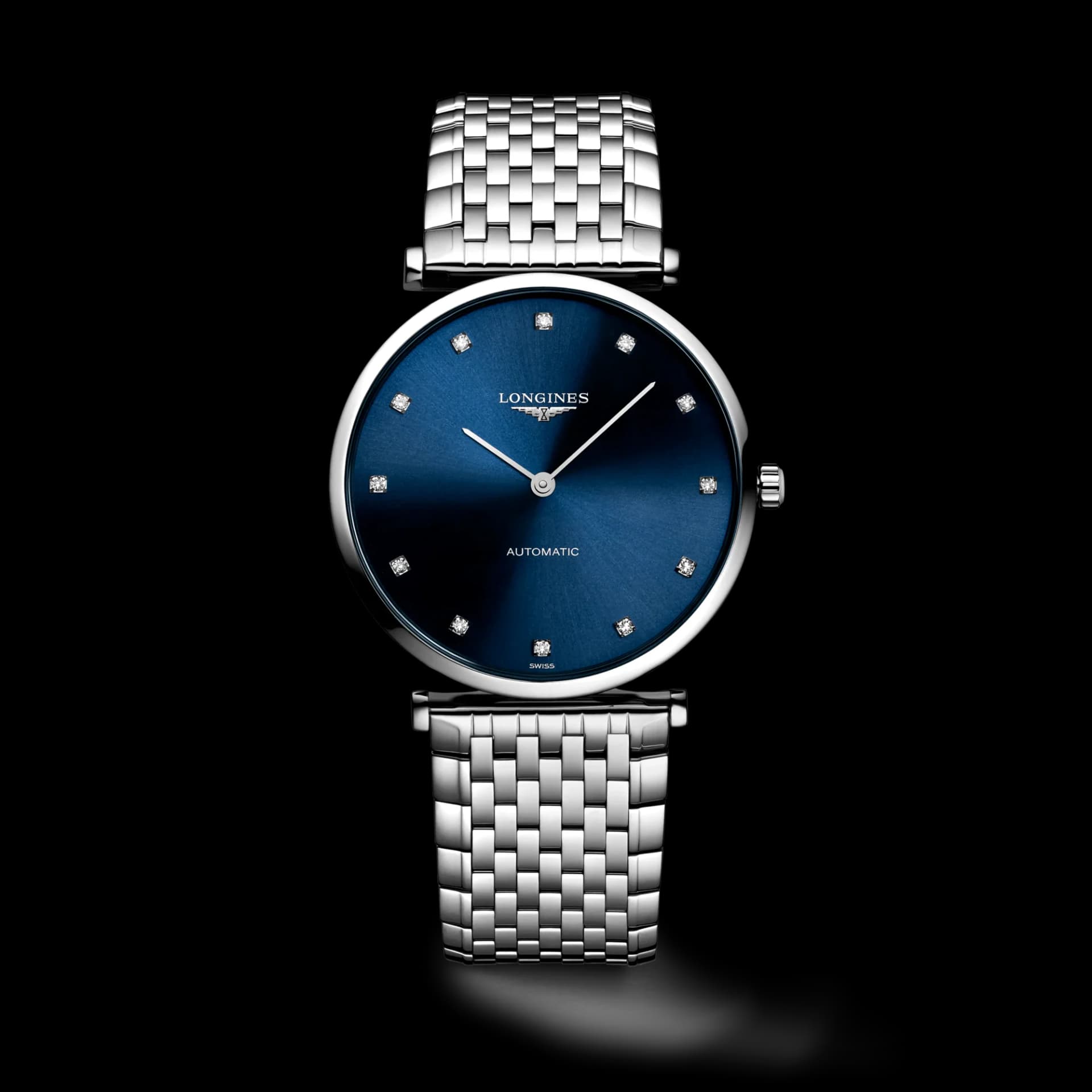Longines La Grande Classique 36 mm – Güneş Işını Mavi Kadran, Pırlanta İndeksler