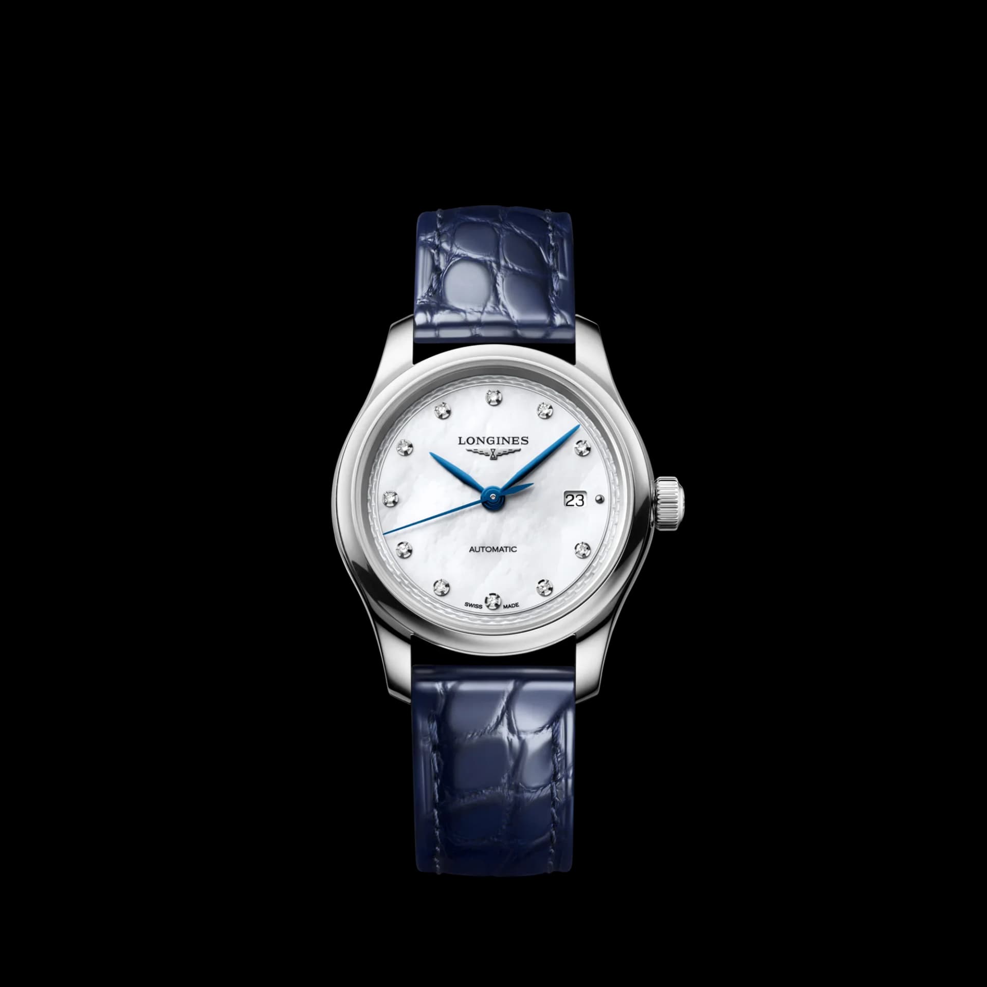 Longines Master Collection 30 mm – Beyaz Sedef Kadran, Çelik Kasa, Timsah Derisi Kayış