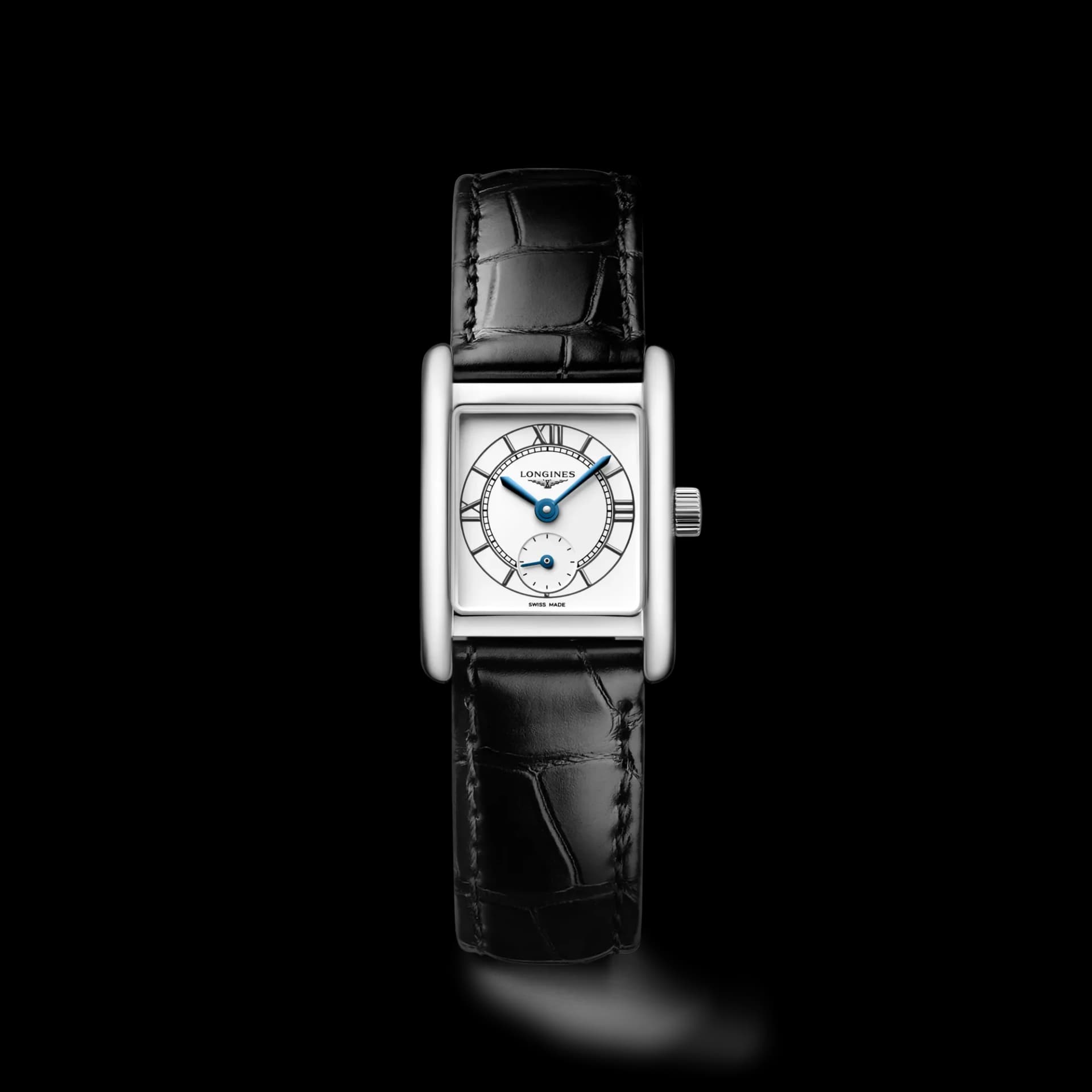 Longines Mini DolceVita 21.5 x 29 mm – Opalin Fildişi Kadran, Timsah Derisi Kayış