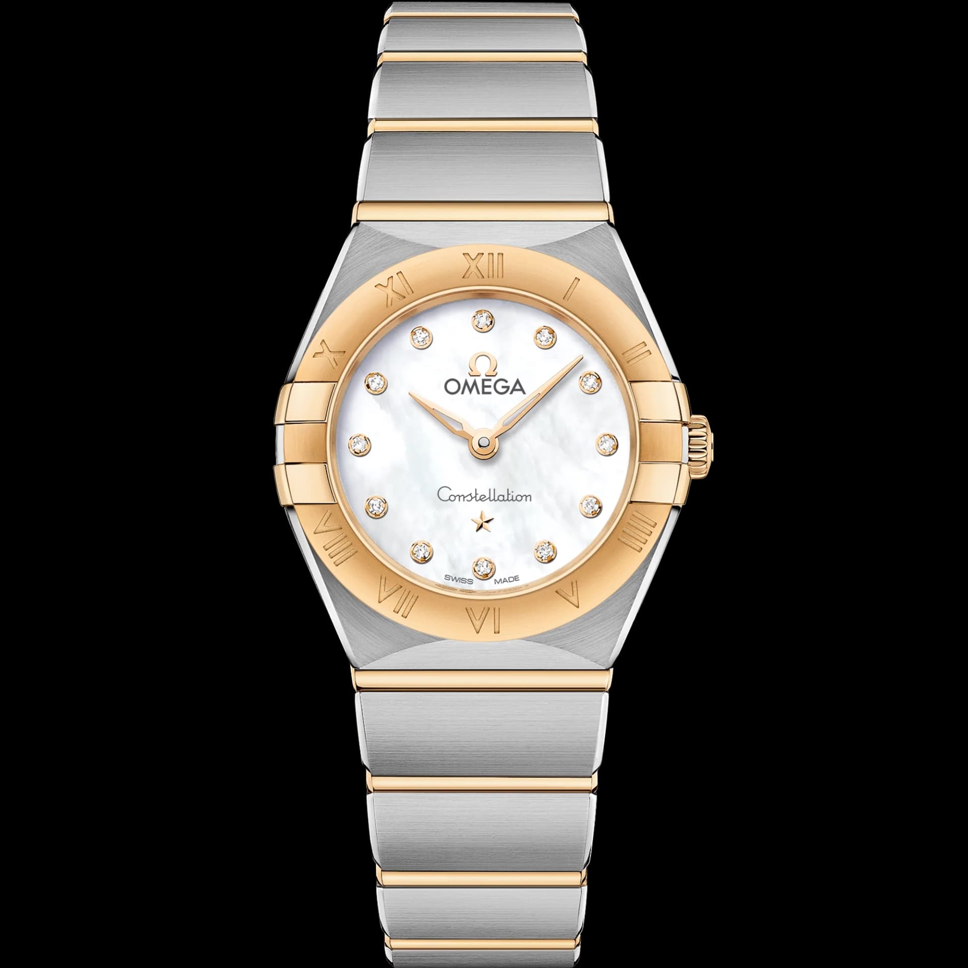 Omega Constellation Quartz 25 mm – Steel - Yellow Gold on Steel - Yellow Gold, White Dial