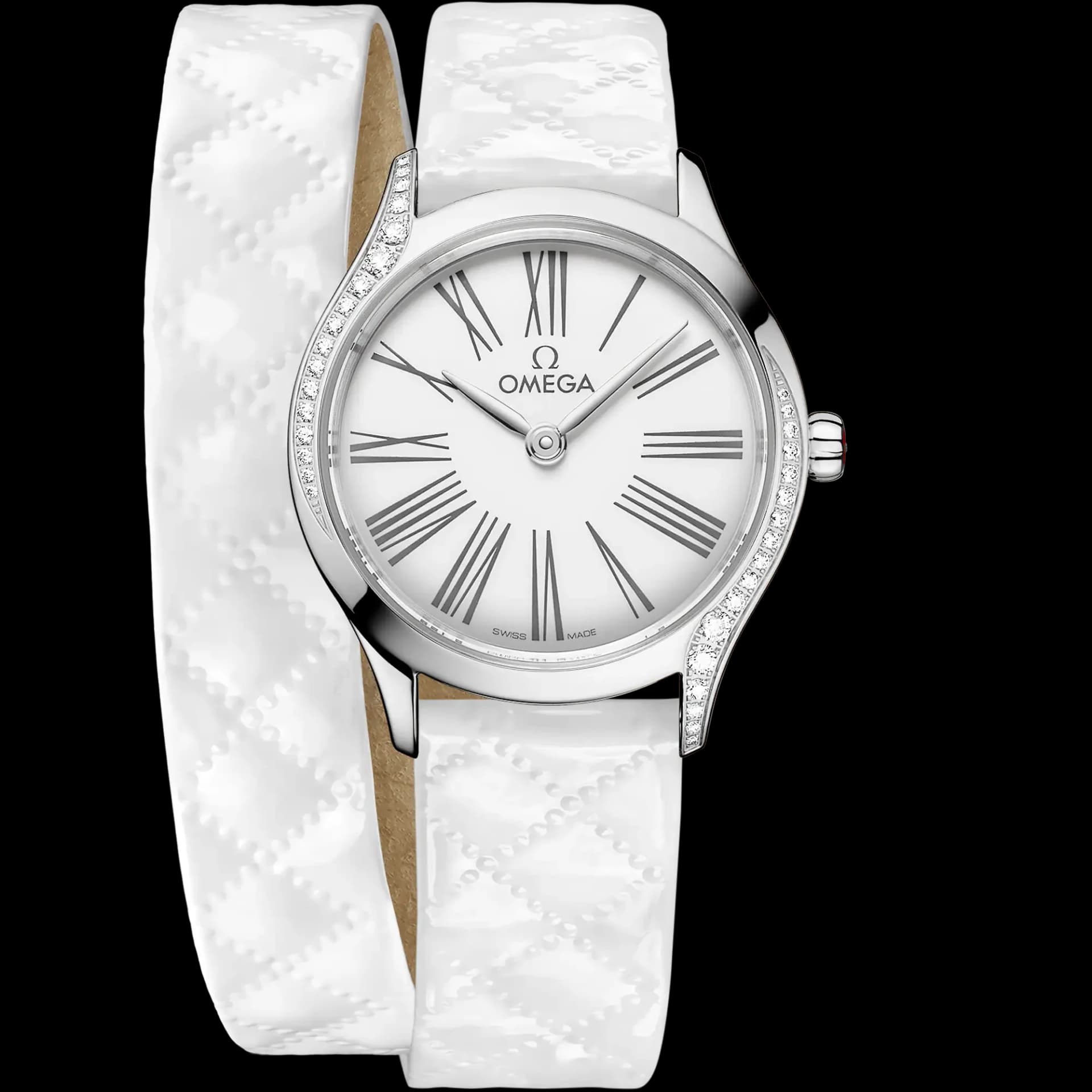 Omega De Ville Mini Trésor Quartz 26 mm – Steel on Leather Strap, White Dial