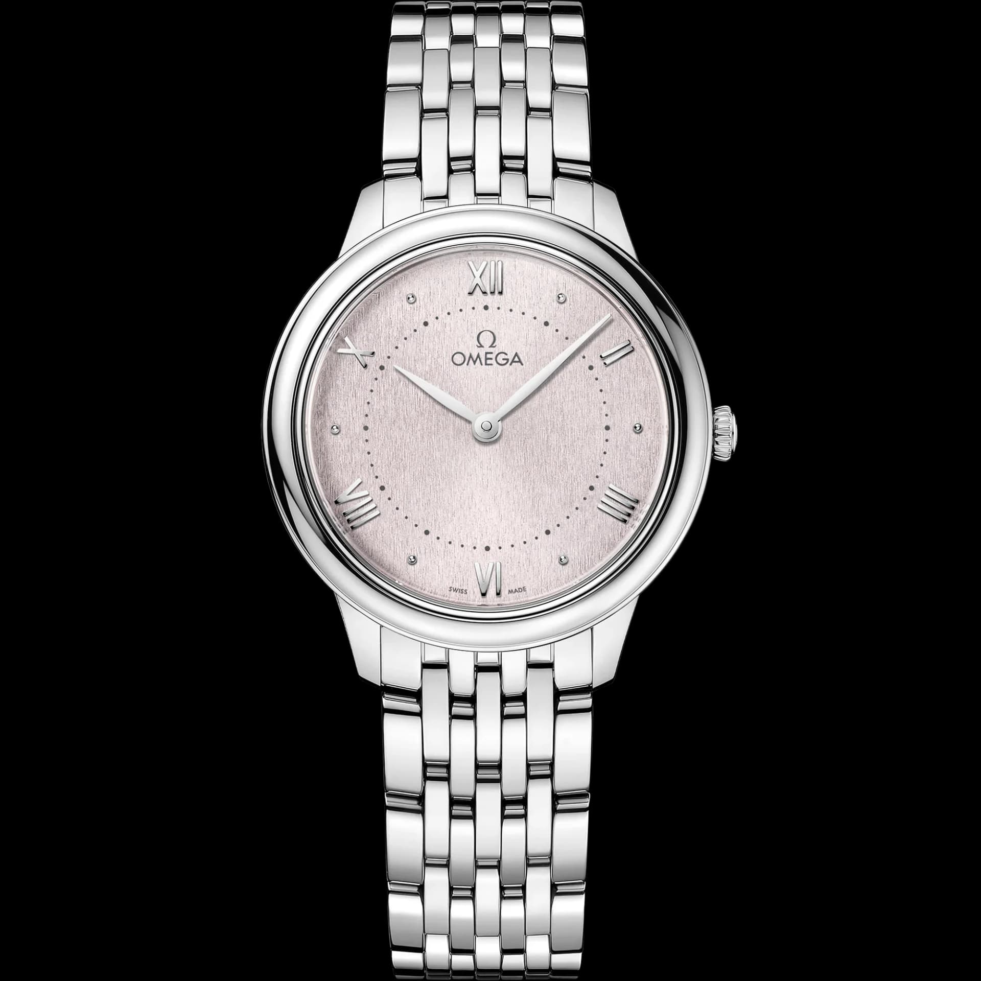 Omega De Ville Prestige Quartz 30 mm – Steel on Steel, Silvery Rose Dial