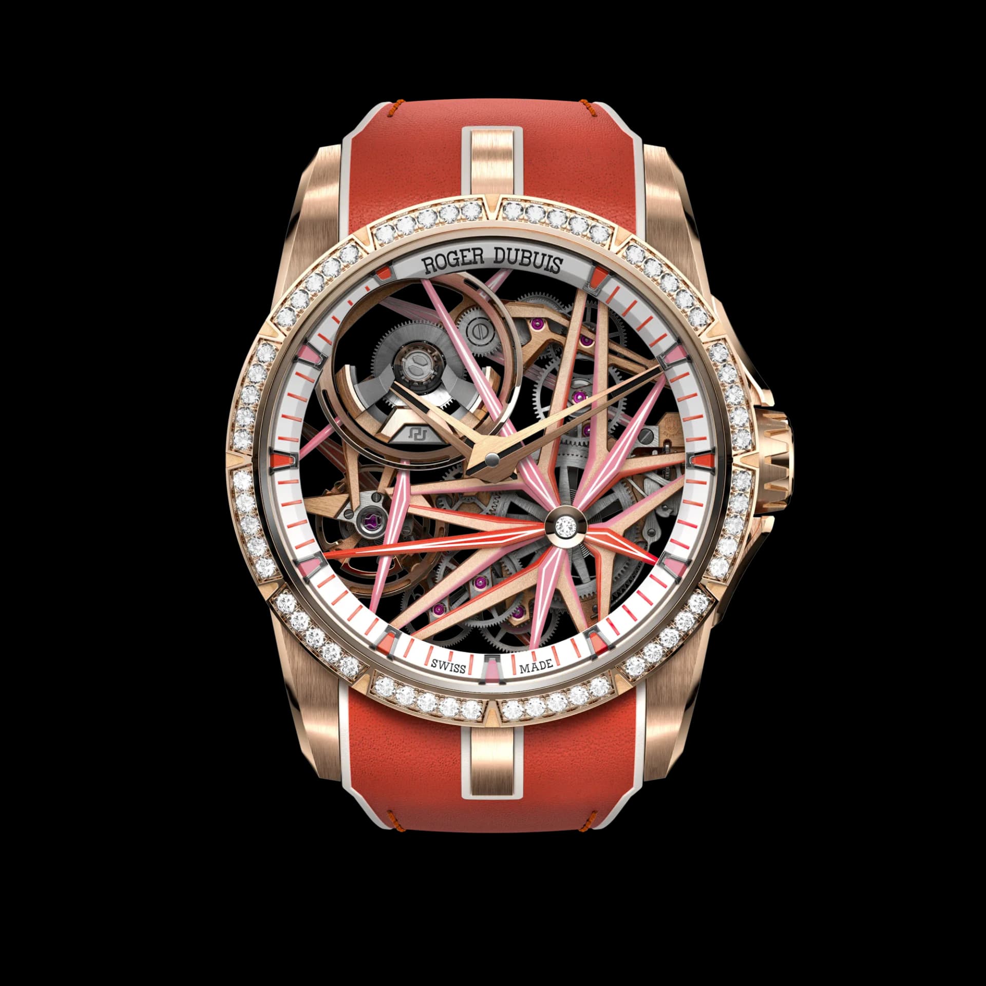 Roger Dubuis Excalibur Monobalancier Blacklight Pink Gold 42mm – Deri Dolgulu Kayış