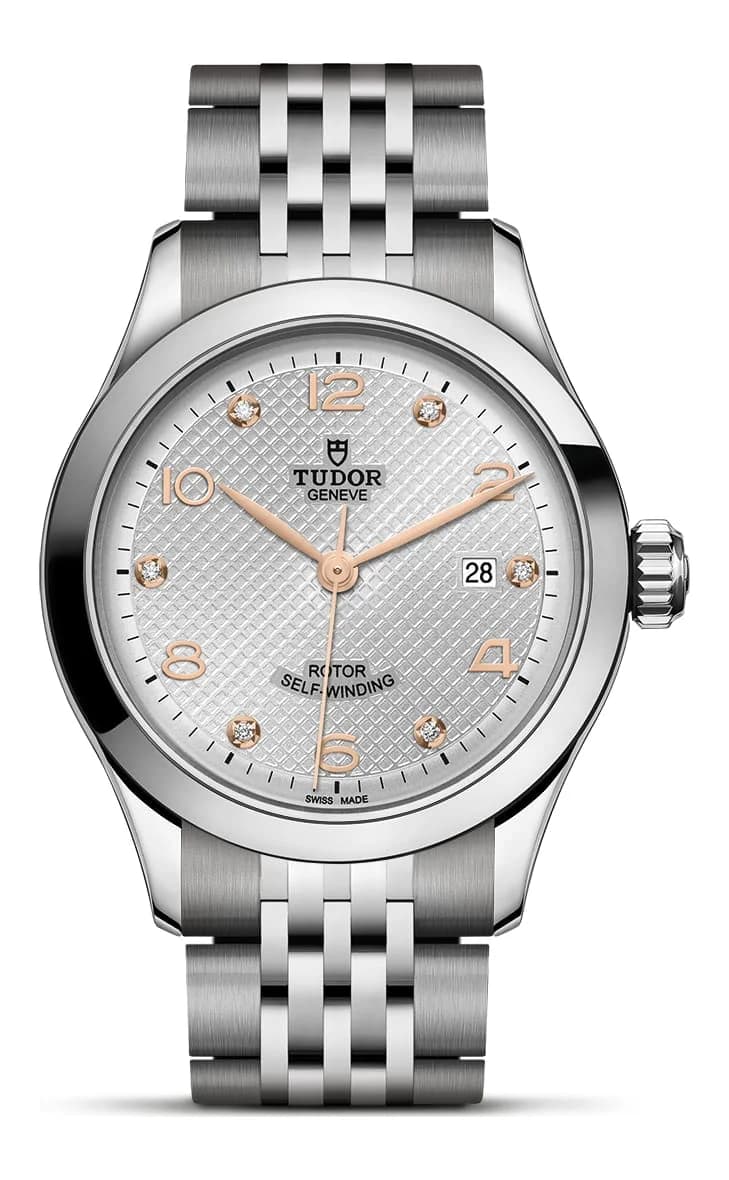 Tudor 1926 – 28 mm, Silver Diamond-Set Dial, Steel Bracelet