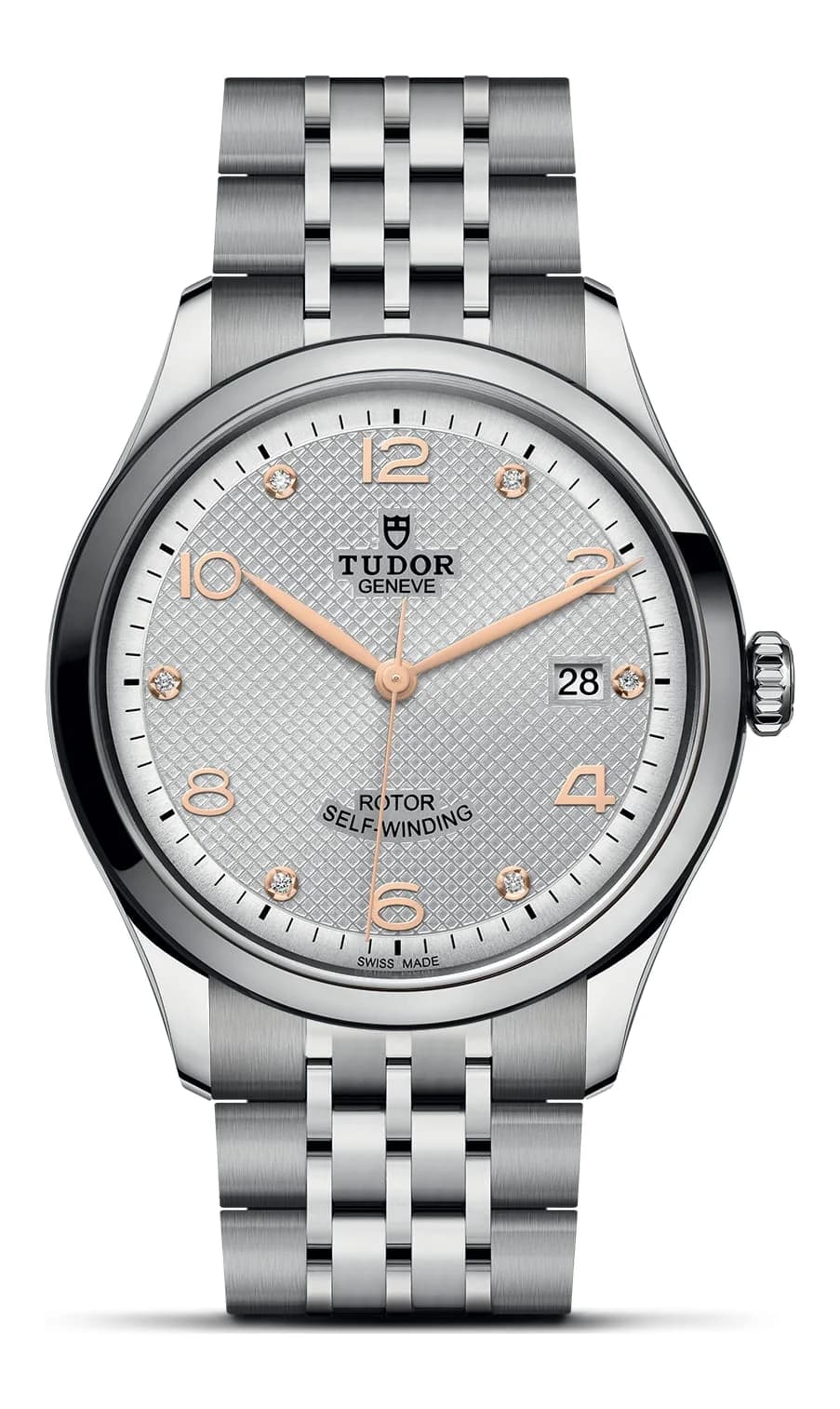 Tudor 1926 – 39 mm, Silver Diamond-Set Dial, Steel Bracelet
