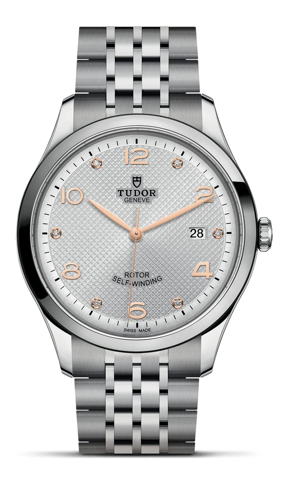 Tudor 1926 – 41 mm, Silver Diamond-Set Dial, Steel Bracelet