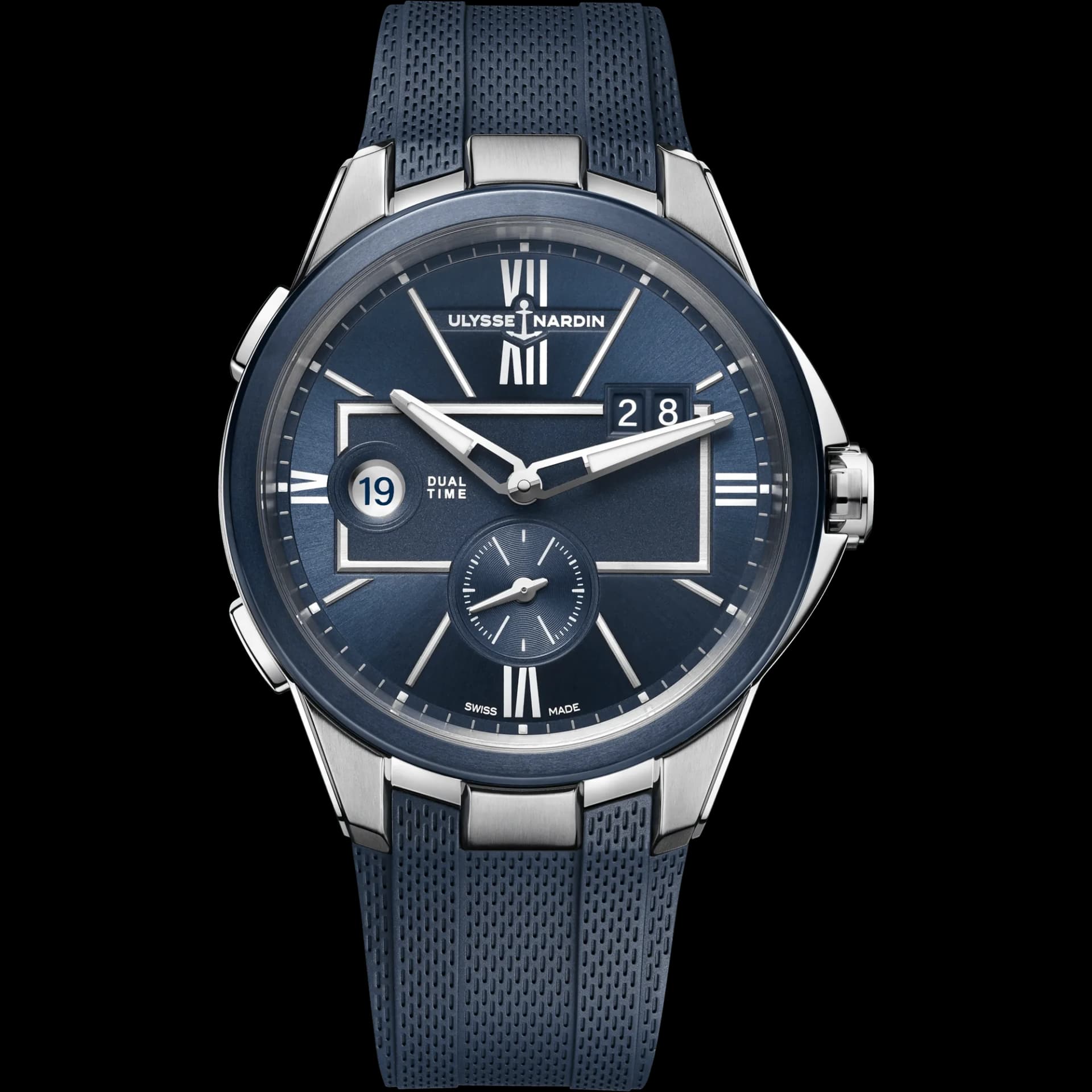 Ulysse Nardin Blast Dual Time 42 mm – Mavi Kadran, Paslanmaz Çelik, Mavi Kauçuk Kayış