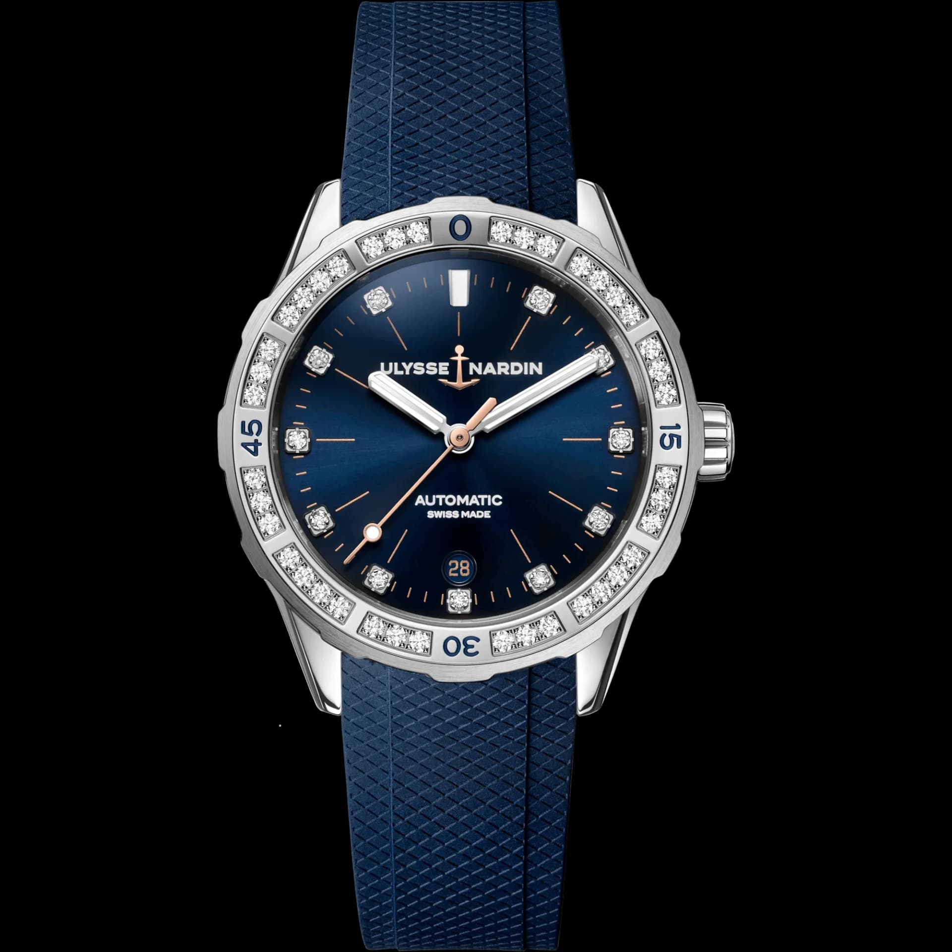 Ulysse Nardin Diver 39 mm – Mavi Kadran, Mavi Kauçuk Kayış