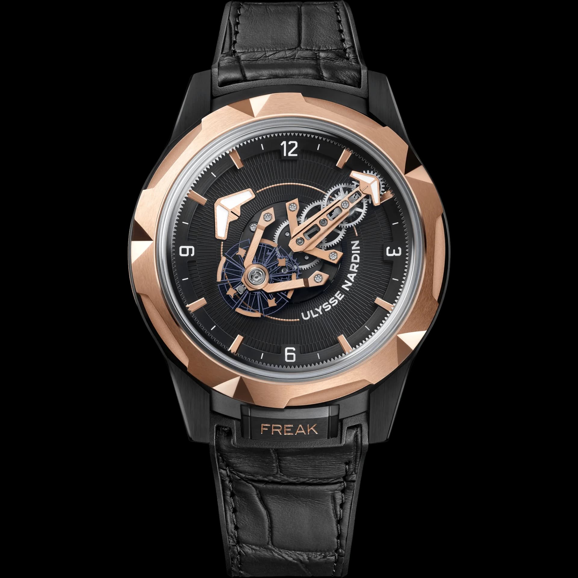 Ulysse Nardin Freak ONE 44 mm – Siyah "Gummy" Efektli Timsah Derisi Kayış