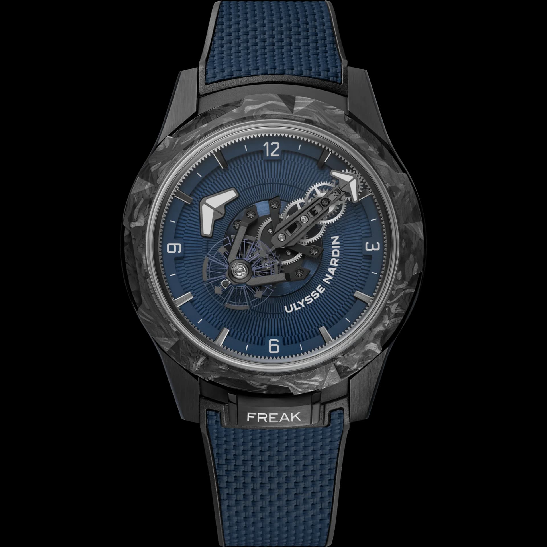 Ulysse Nardin Freak ONE Navy Blue 44 mm – Mavi Örgü Dokulu Kauçuk Kayış