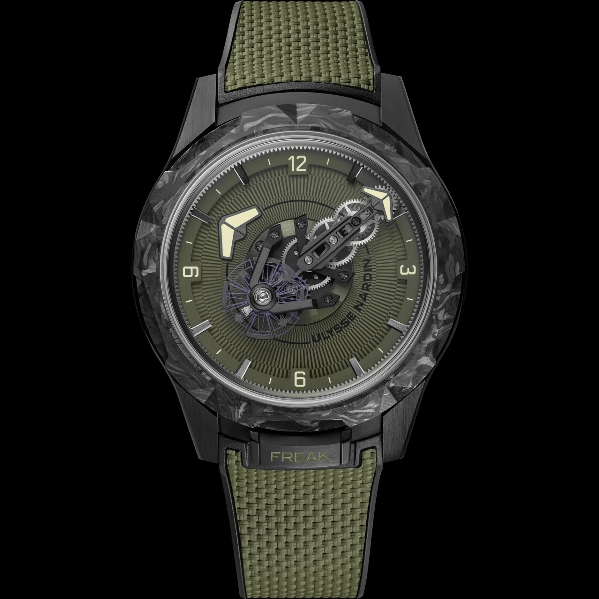 Ulysse Nardin Freak ONE OPS 44 mm – Yeşil Örgü Dokulu Kauçuk Kayış