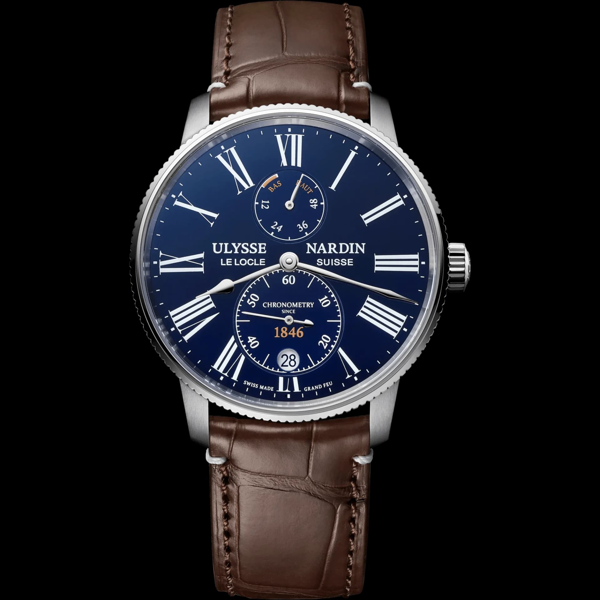 Ulysse Nardin Marine Torpilleur 42 mm – Mavi Mine Kadran, Kahverengi Timsah Derisi Kayış
