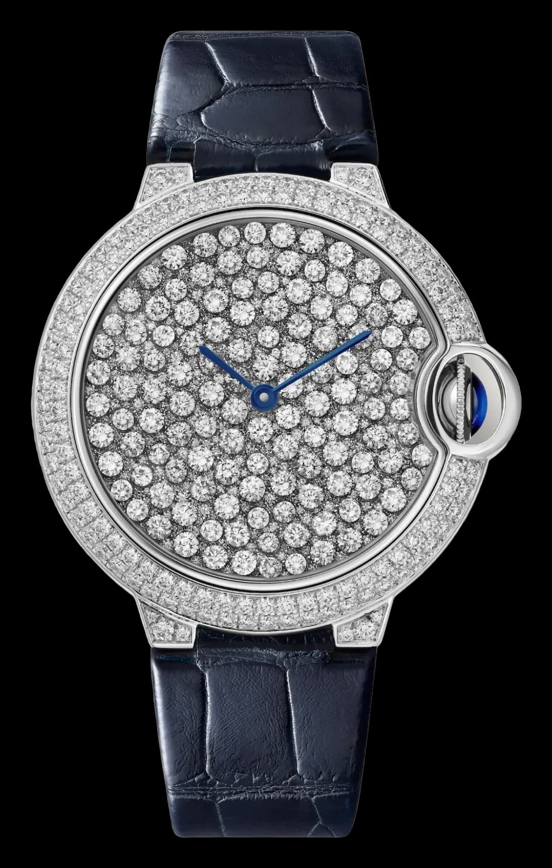 Cartier Ballon Bleu de Cartier 37 mm – Beyaz Altın, Pırlanta, Mavi Timsah Derisi Kayış