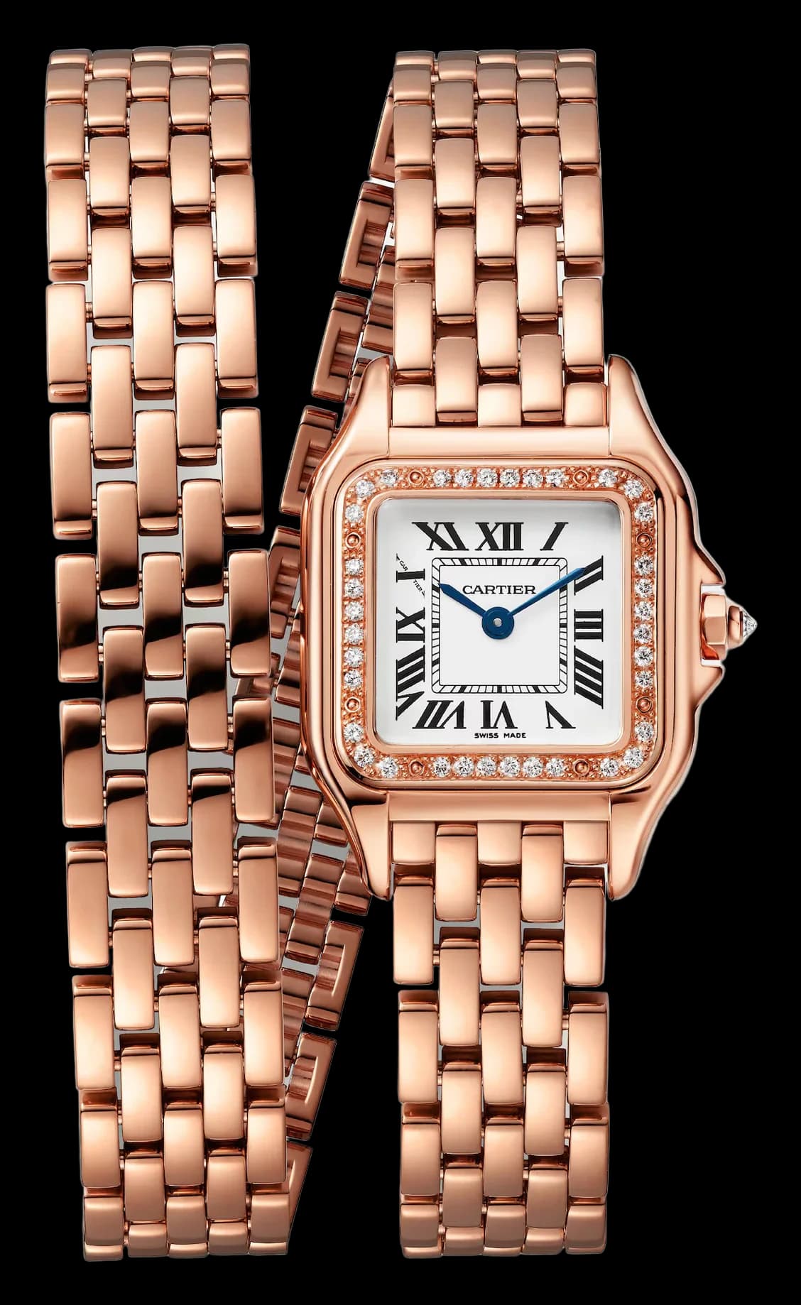 Cartier Panthère de Cartier Small Model – Pembe Altın, Pırlanta, Gümüş Kadran, Çift Tur Bilezik