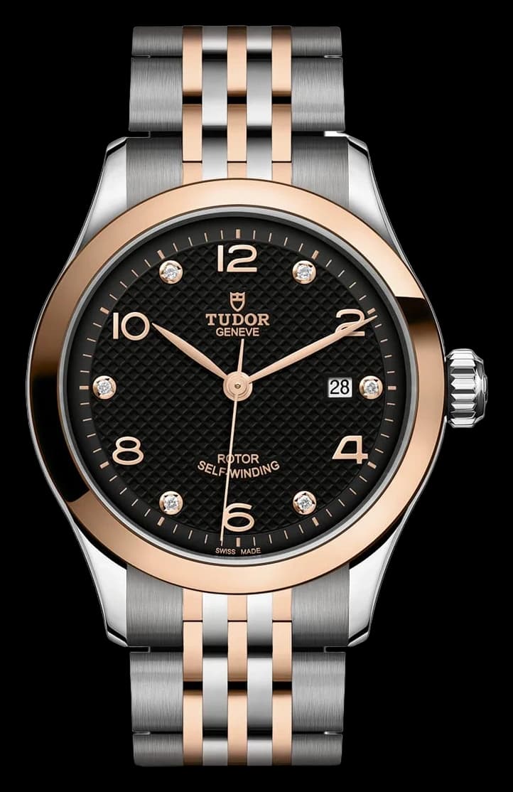 Tudor 1926 – 28 mm, Black Diamond-Set Dial, Steel and Rose Gold Bracelet