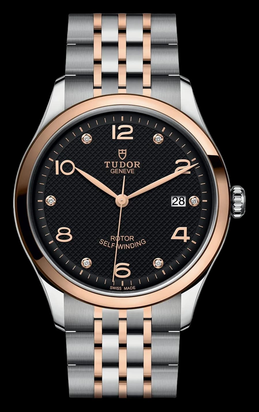 Tudor 1926 – 39 mm, Black Diamond-Set Dial, Steel and Rose Gold Bracelet