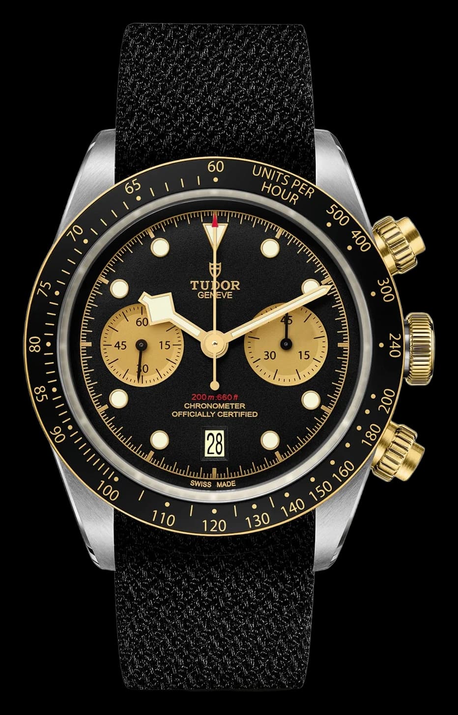 Tudor Black Bay Chrono S&G – 41 mm, Black Dial, Black Fabric Strap