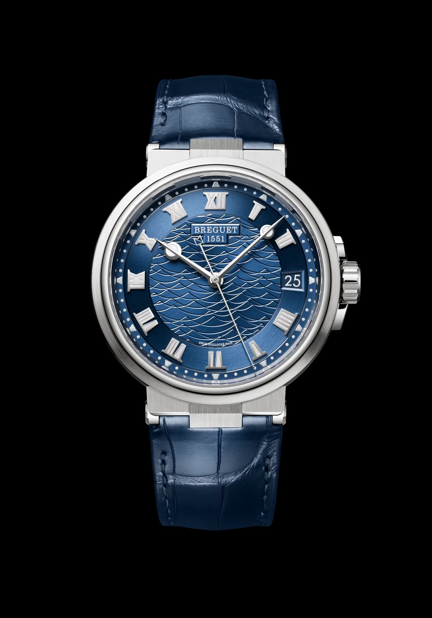 Breguet Marine 5517 – Beyaz Altın, Güneş Işını, Timsah Derisi Kayış 1