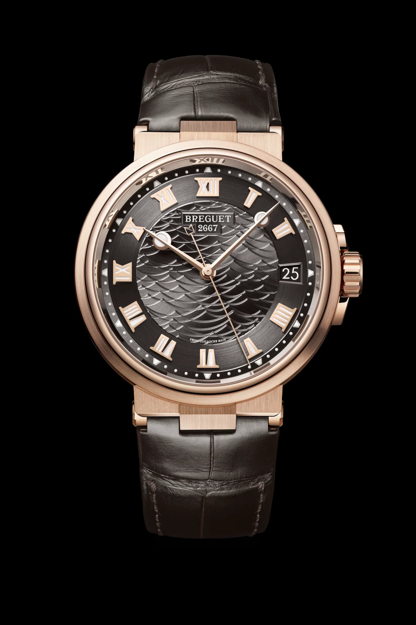 Breguet Marine 5517 – Pembe Altın, Arduvaz Kadran, Timsah Derisi Kayış 1
