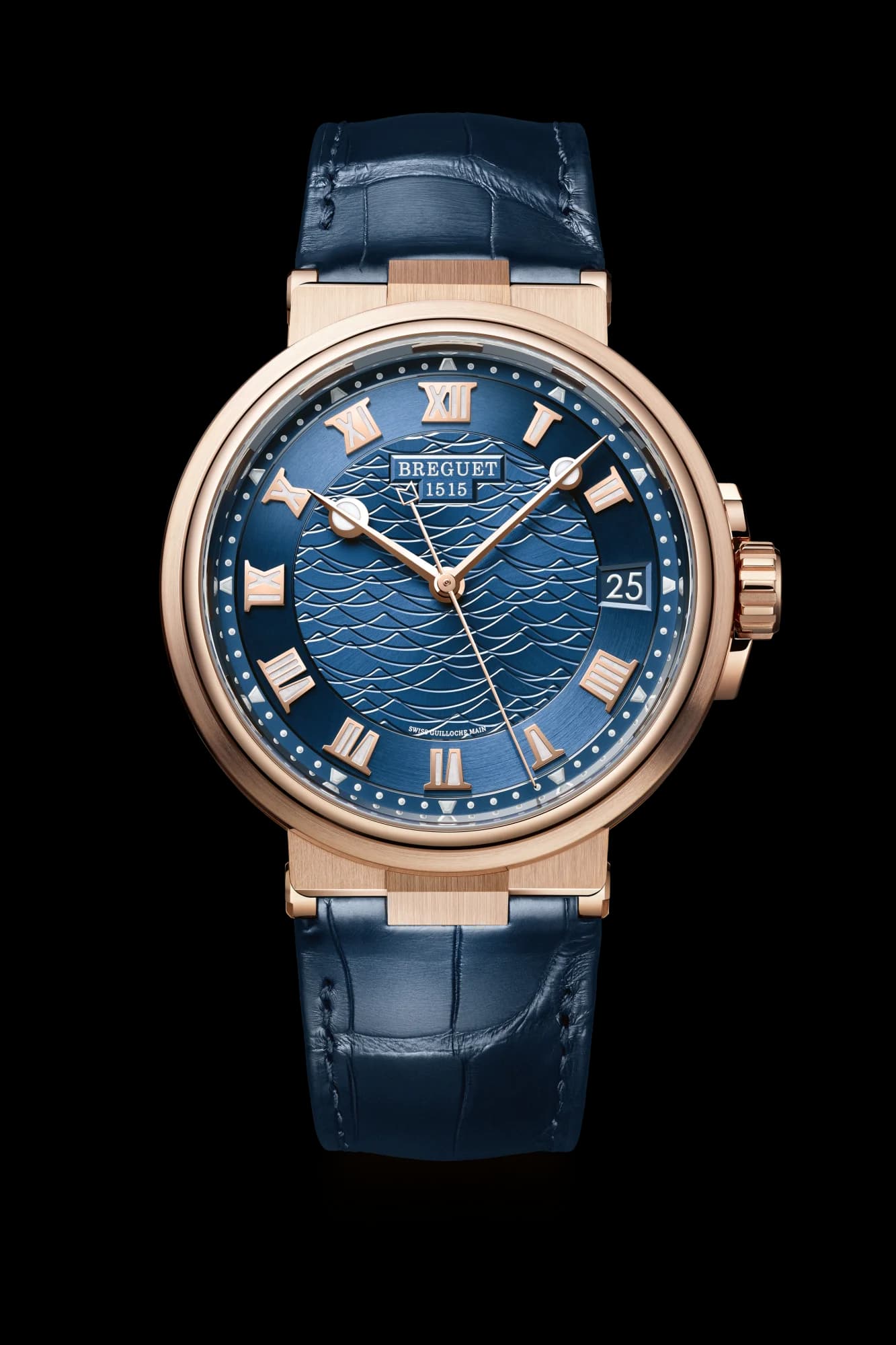 Breguet Marine 5517 – Pembe Altın, Mavi Kadran, Timsah Derisi Kayış 1