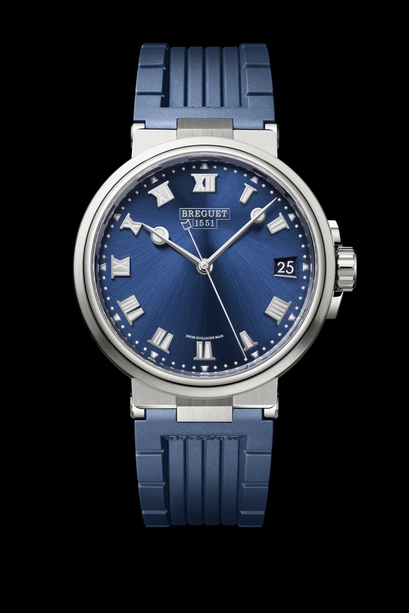 Breguet Marine 5517 – Titanyum, Mavi Kadran, Güneş Işını, Kauçuk Kayış 1