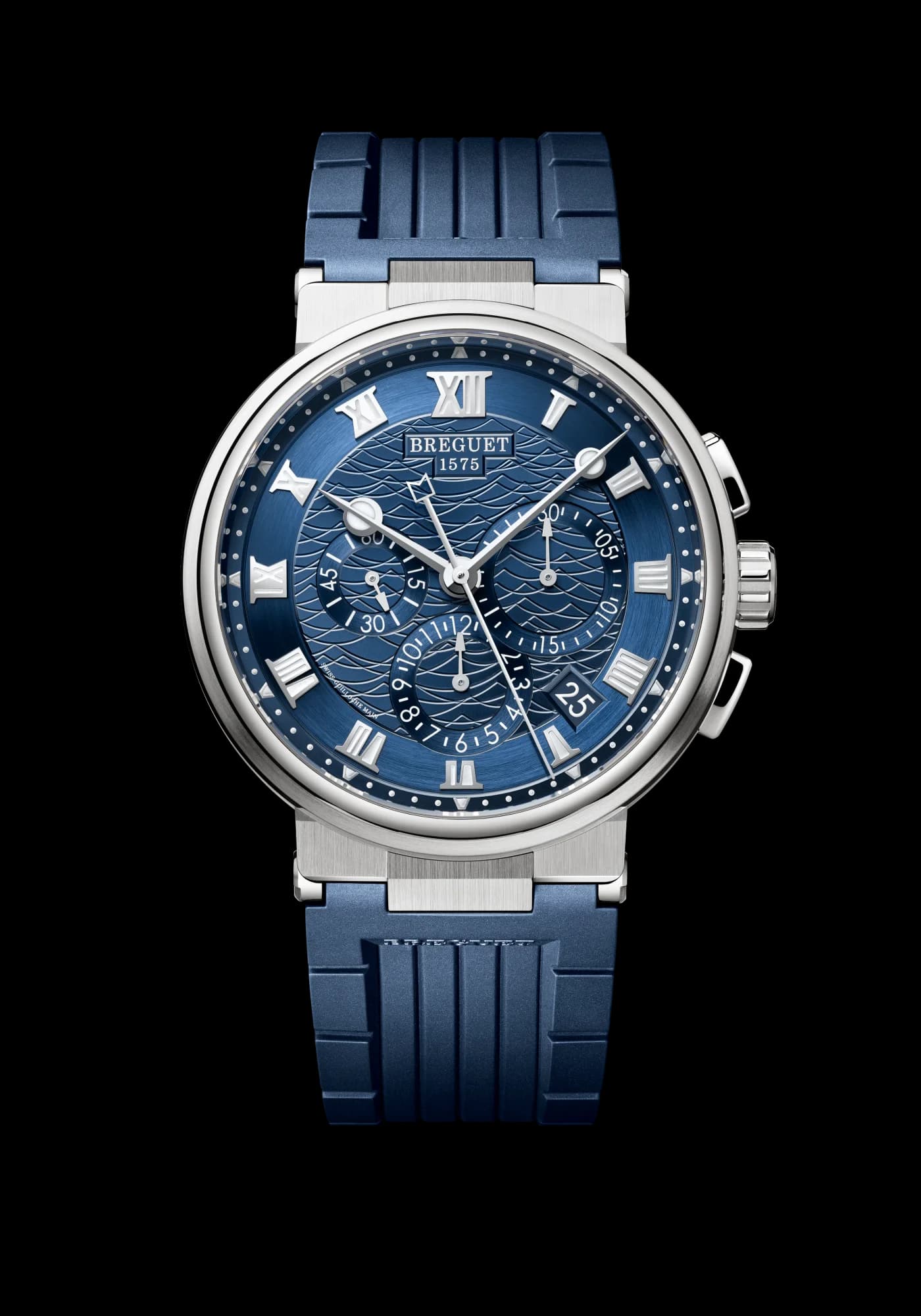 Breguet Marine Chronographe 5527 – Beyaz Altın, Güneş Işını, Kauçuk Kayış 1