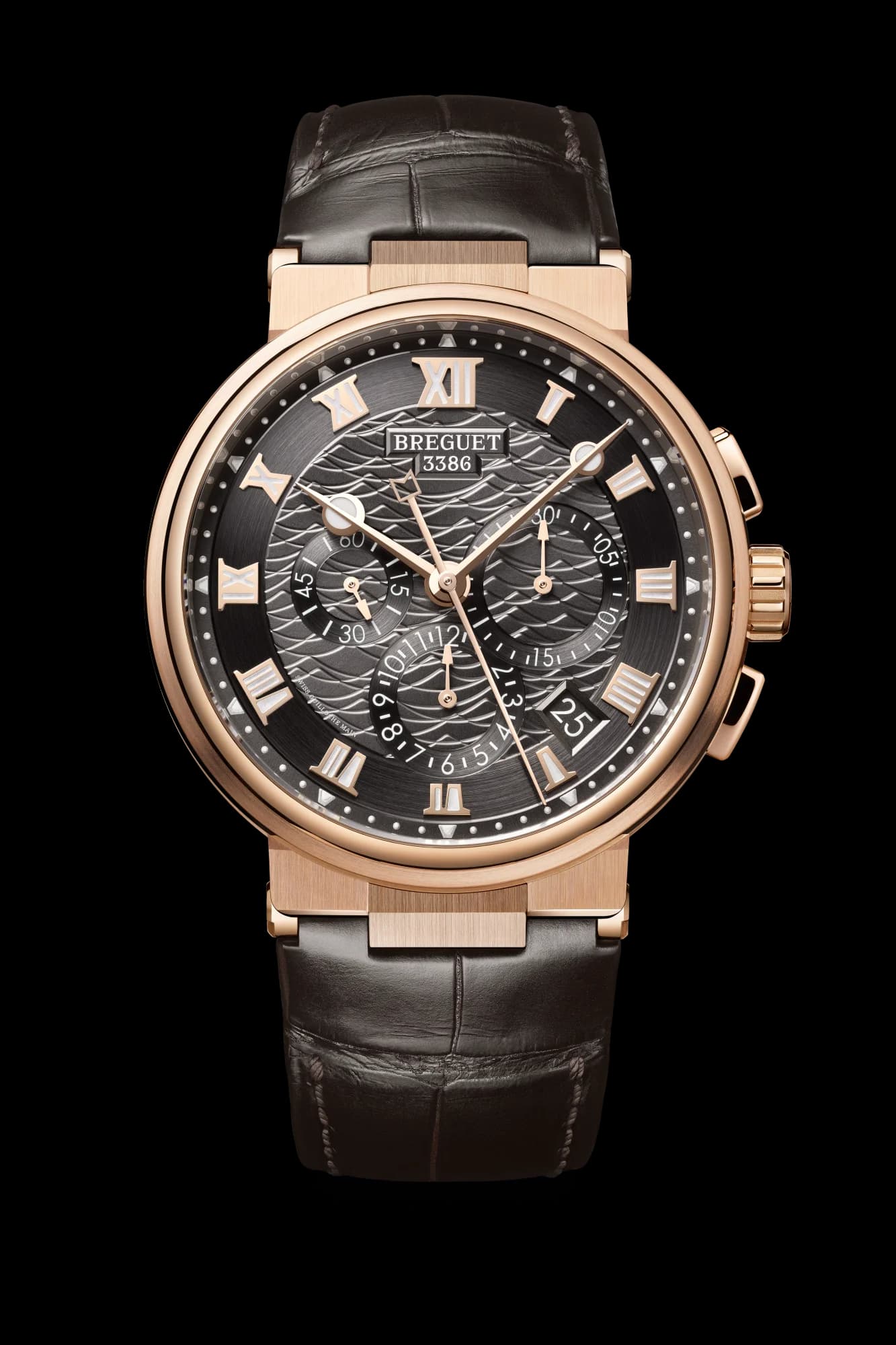 Breguet Marine Chronographe 5527 – Pembe Altın, Arduvaz Kadran, Timsah Derisi Kayış 1