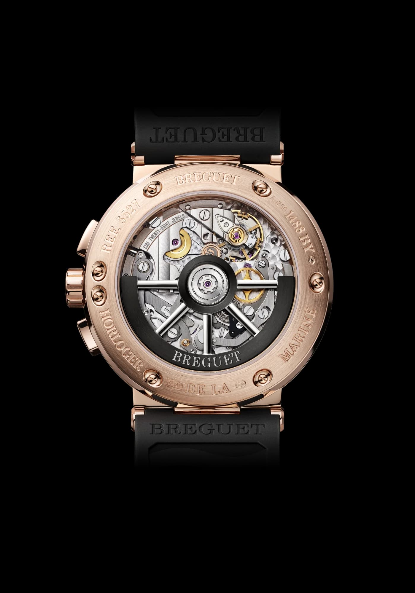 Breguet Marine Chronographe 5527 – Pembe Altın, Gümüş Kadran, Kauçuk Kayış 2