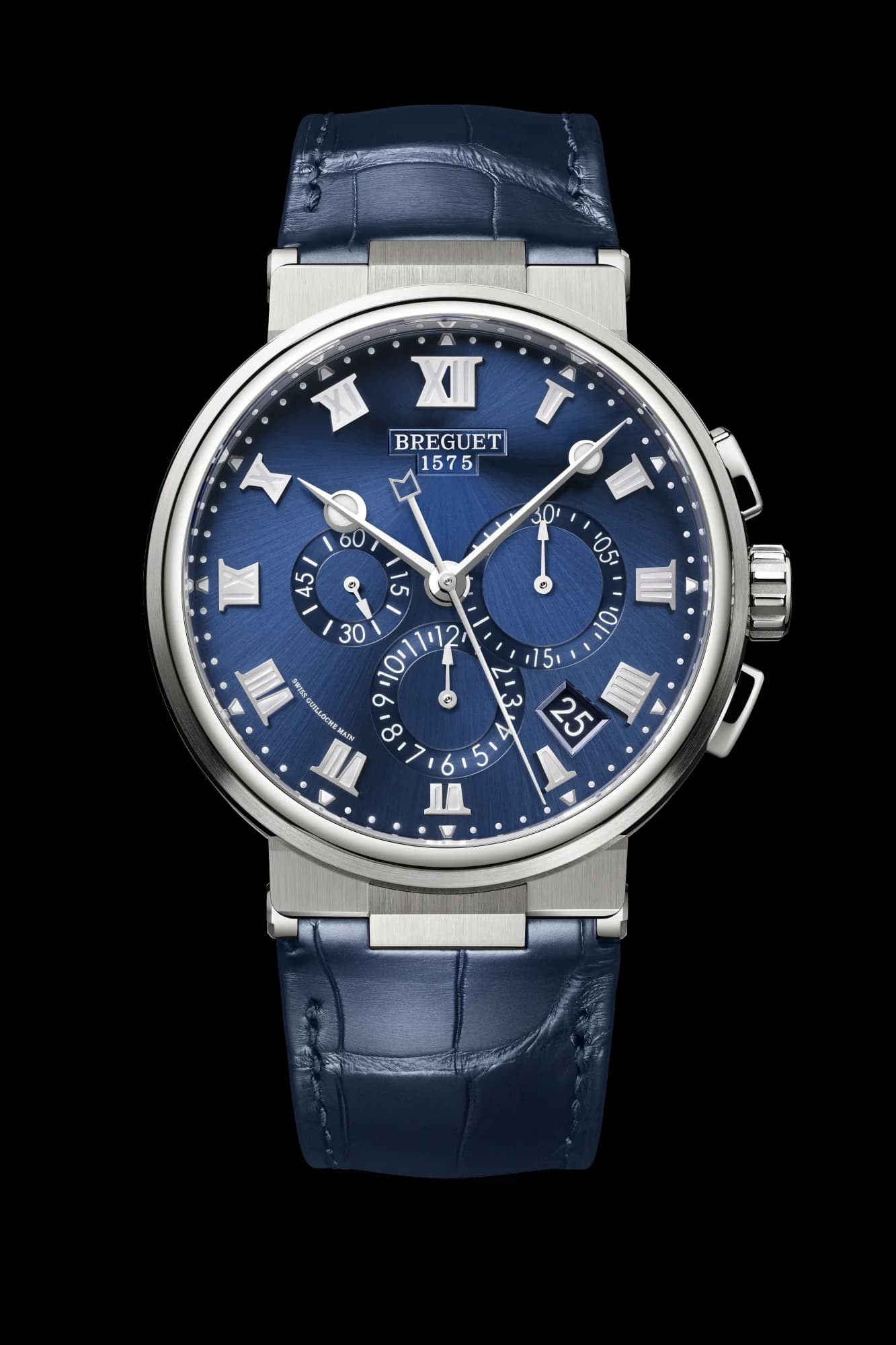 Breguet Marine Chronographe 5527 – Titanyum, Mavi Kadran, Timsah Derisi Kayış 1